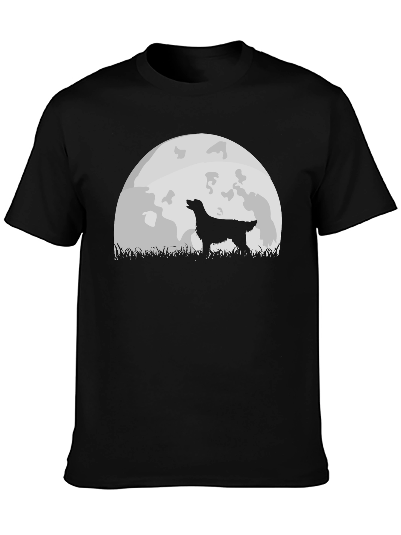 Dog Howling at Moon Graphic Tee - Black