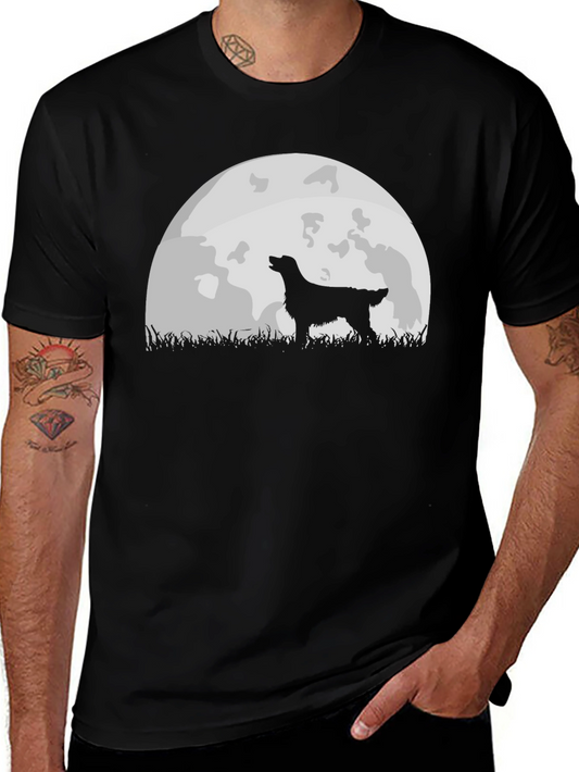 Dog Howling at Moon Graphic Tee - Black