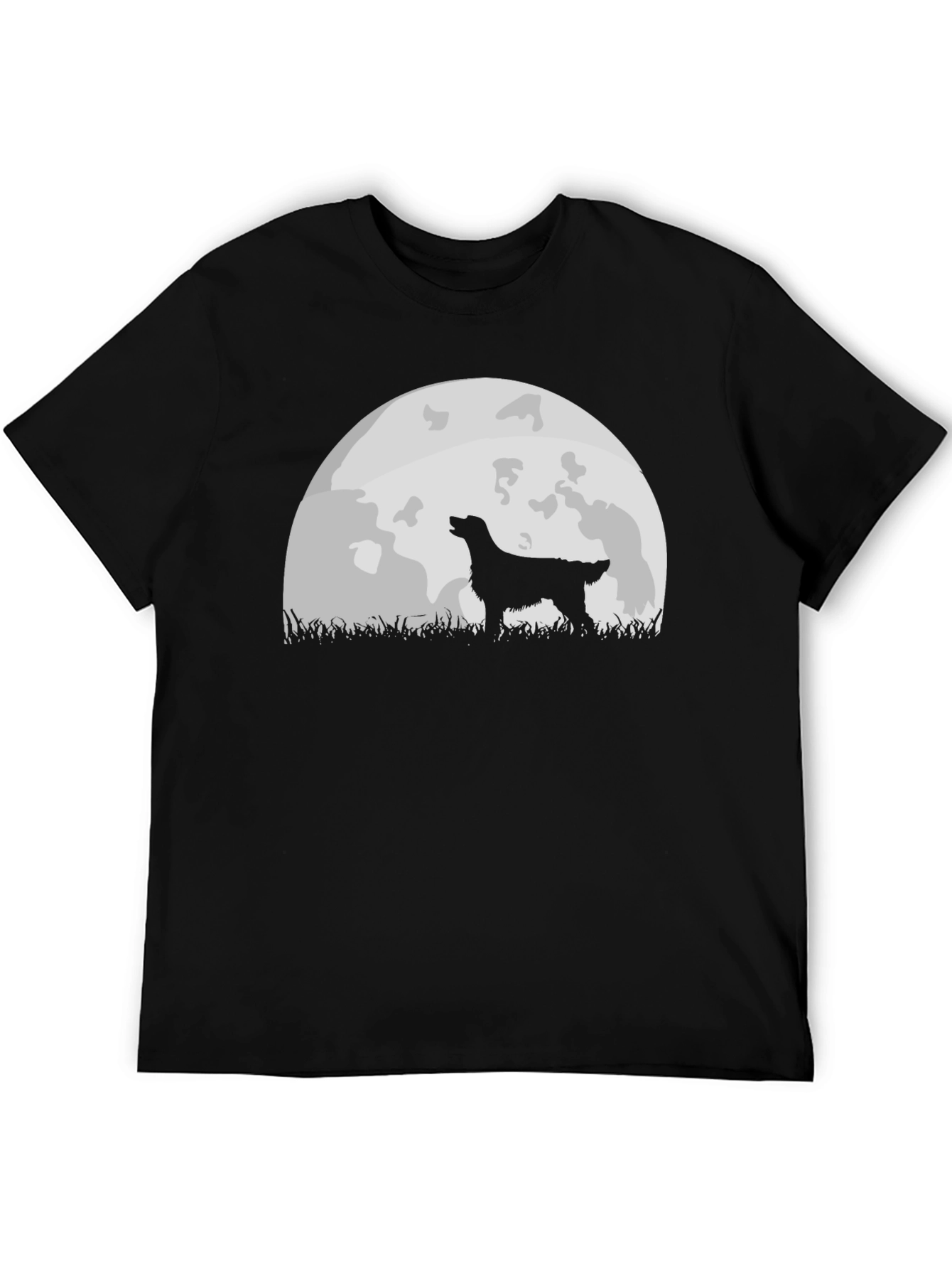 Dog Howling at Moon Graphic Tee - Black