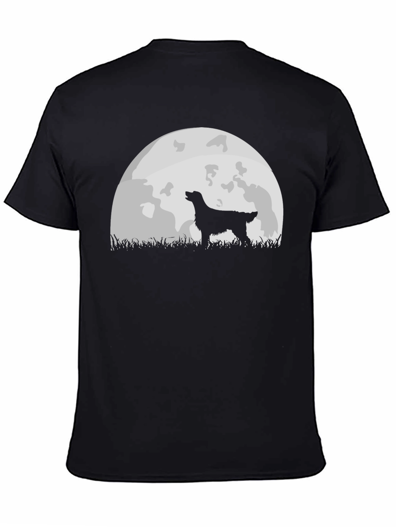 Dog Howling at Moon Graphic Tee - Black