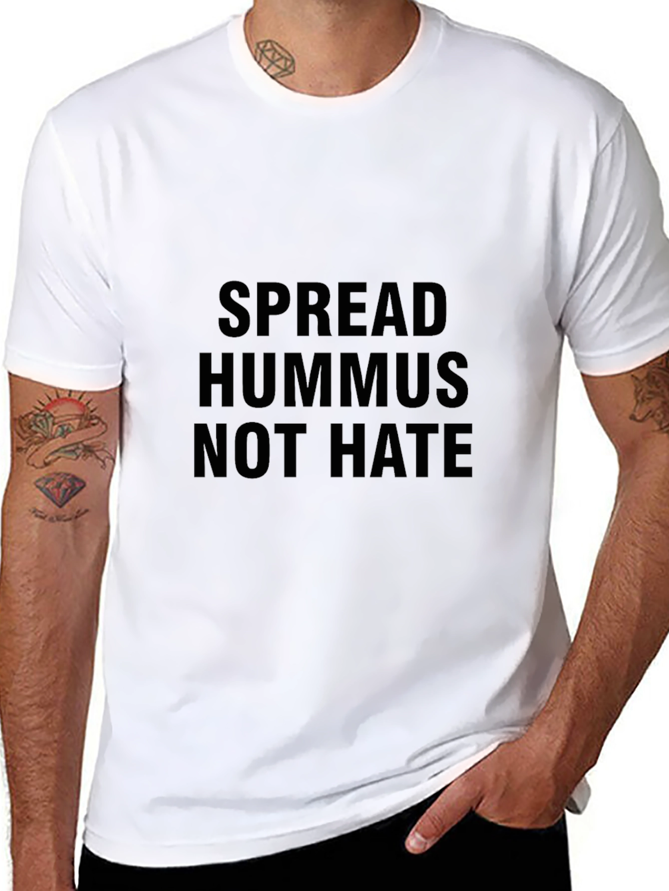 Spread Hummus Not Hate Graphic Tee - Black