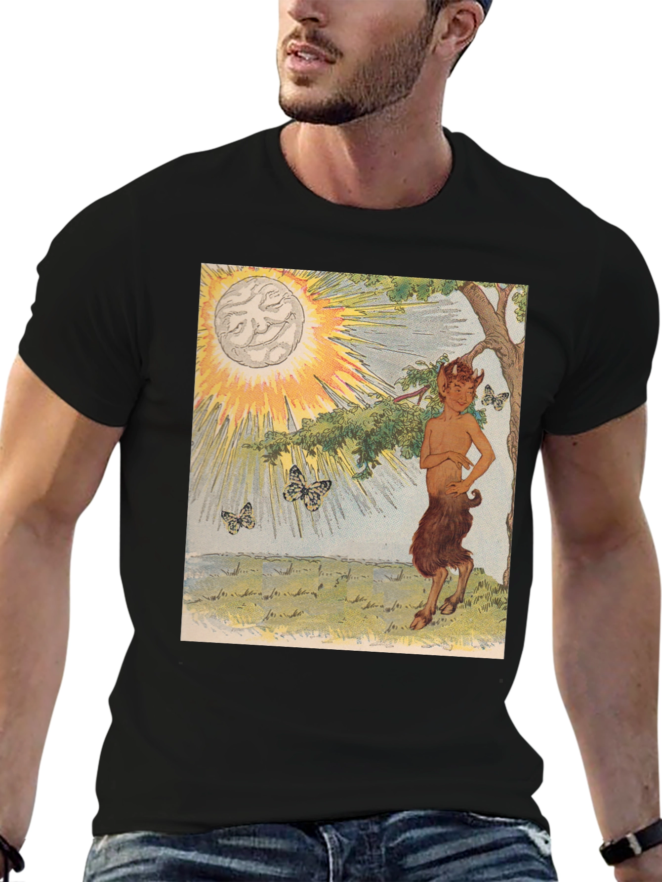 Mythical Faun Graphic Tee - Unique Fantasy Shirt