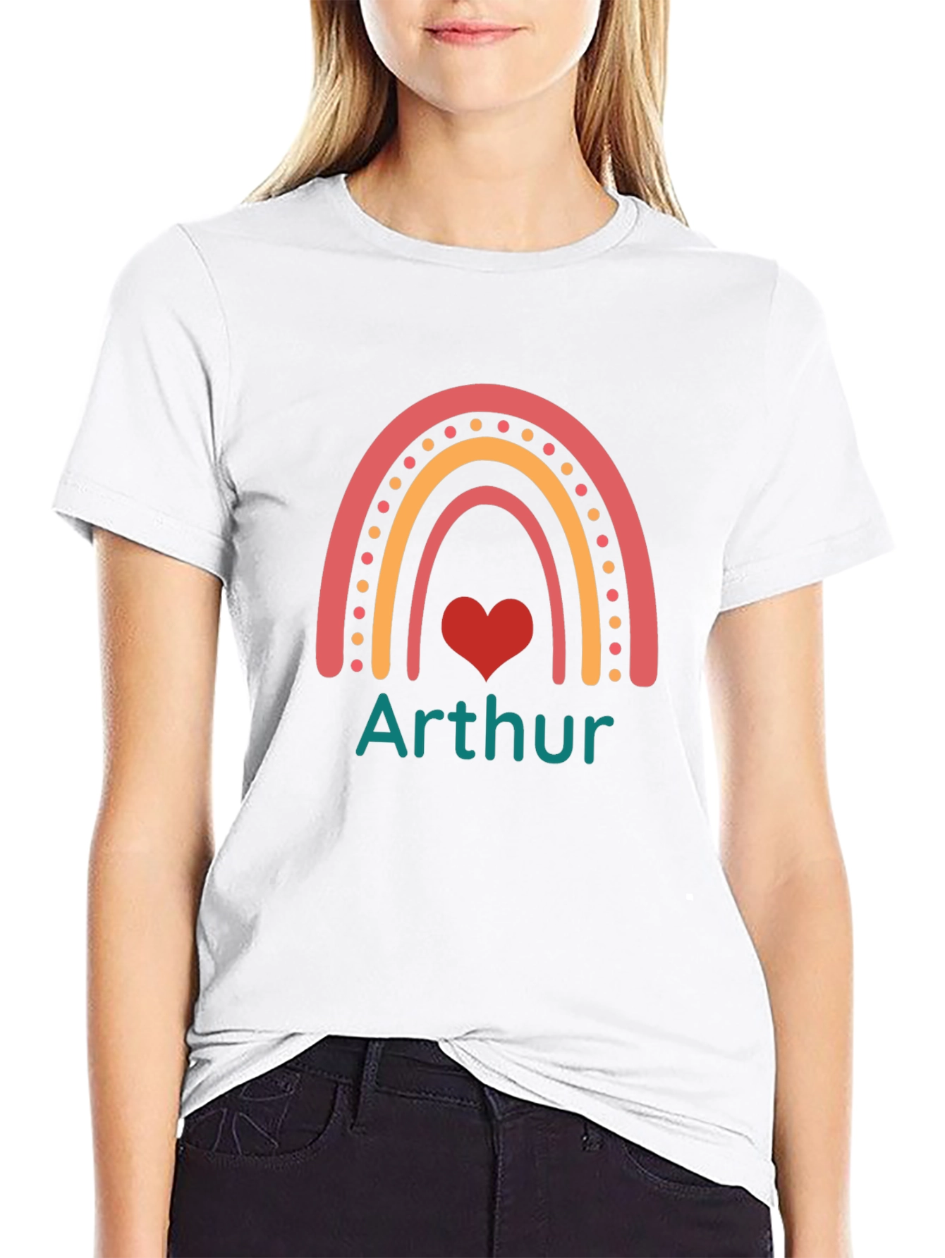 Arthur Rainbow Heart T-Shirt - Personalized Name Tee