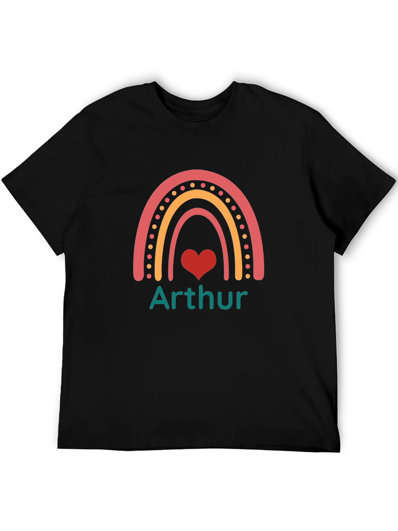 Arthur Rainbow Heart T-Shirt - Personalized Name Tee