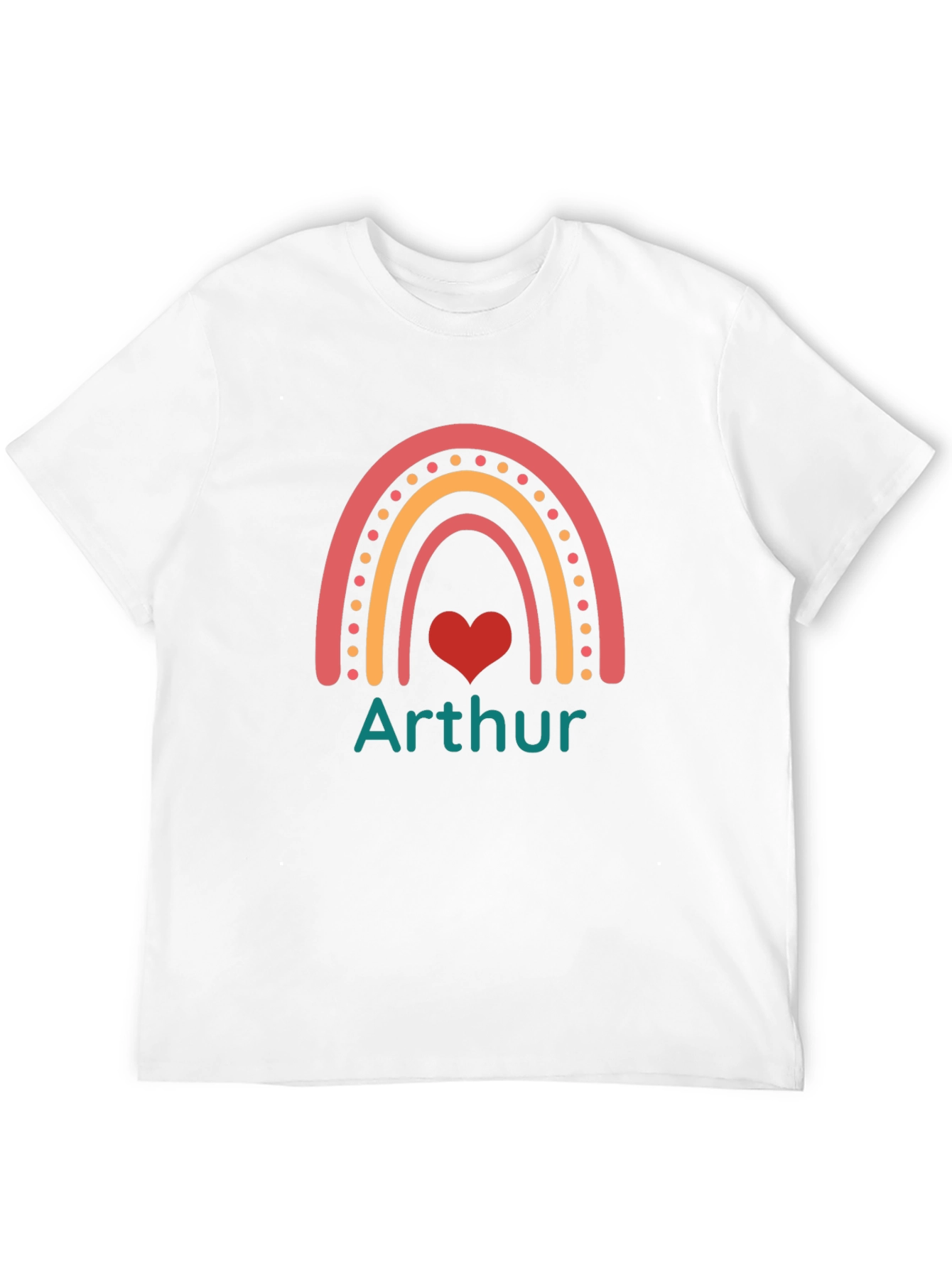 Arthur Rainbow Heart T-Shirt - Personalized Name Tee