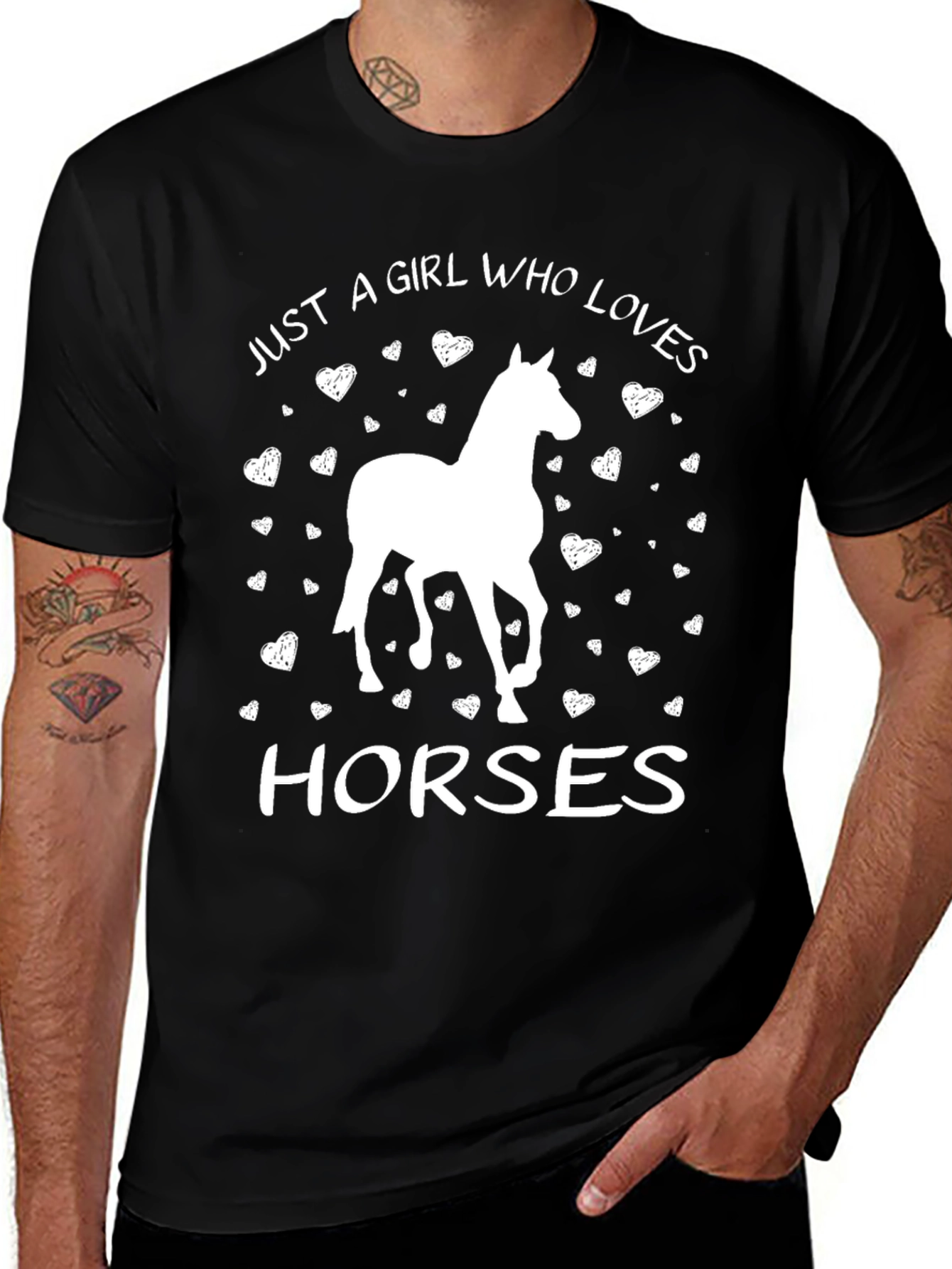 Girl Who Loves Horses Black T-Shirt