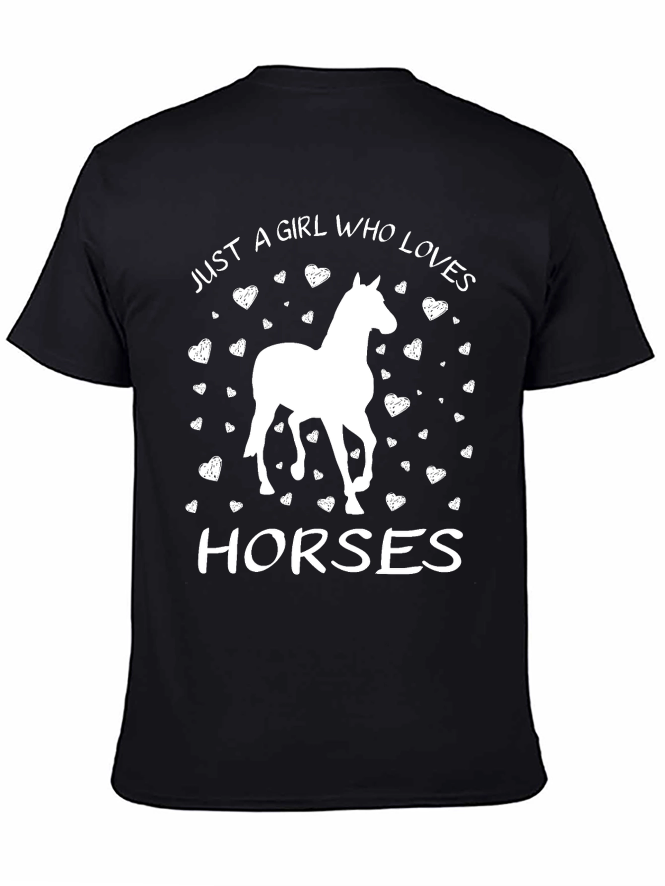 Girl Who Loves Horses Black T-Shirt