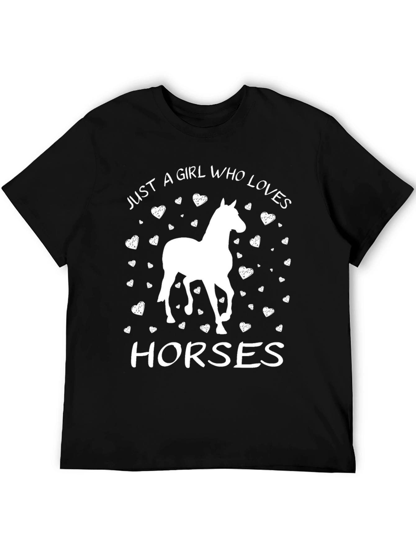 Girl Who Loves Horses Black T-Shirt