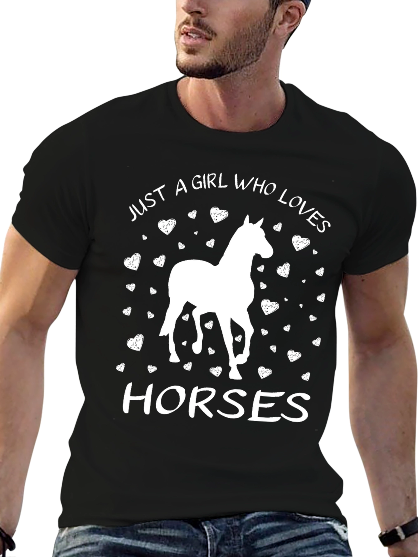 Girl Who Loves Horses Black T-Shirt