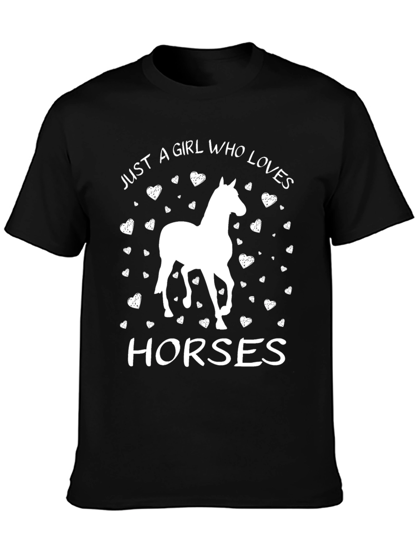 Girl Who Loves Horses Black T-Shirt