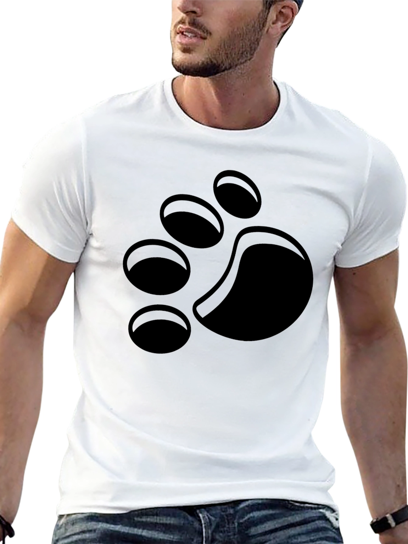 Black T-Shirt with Paw Print Design