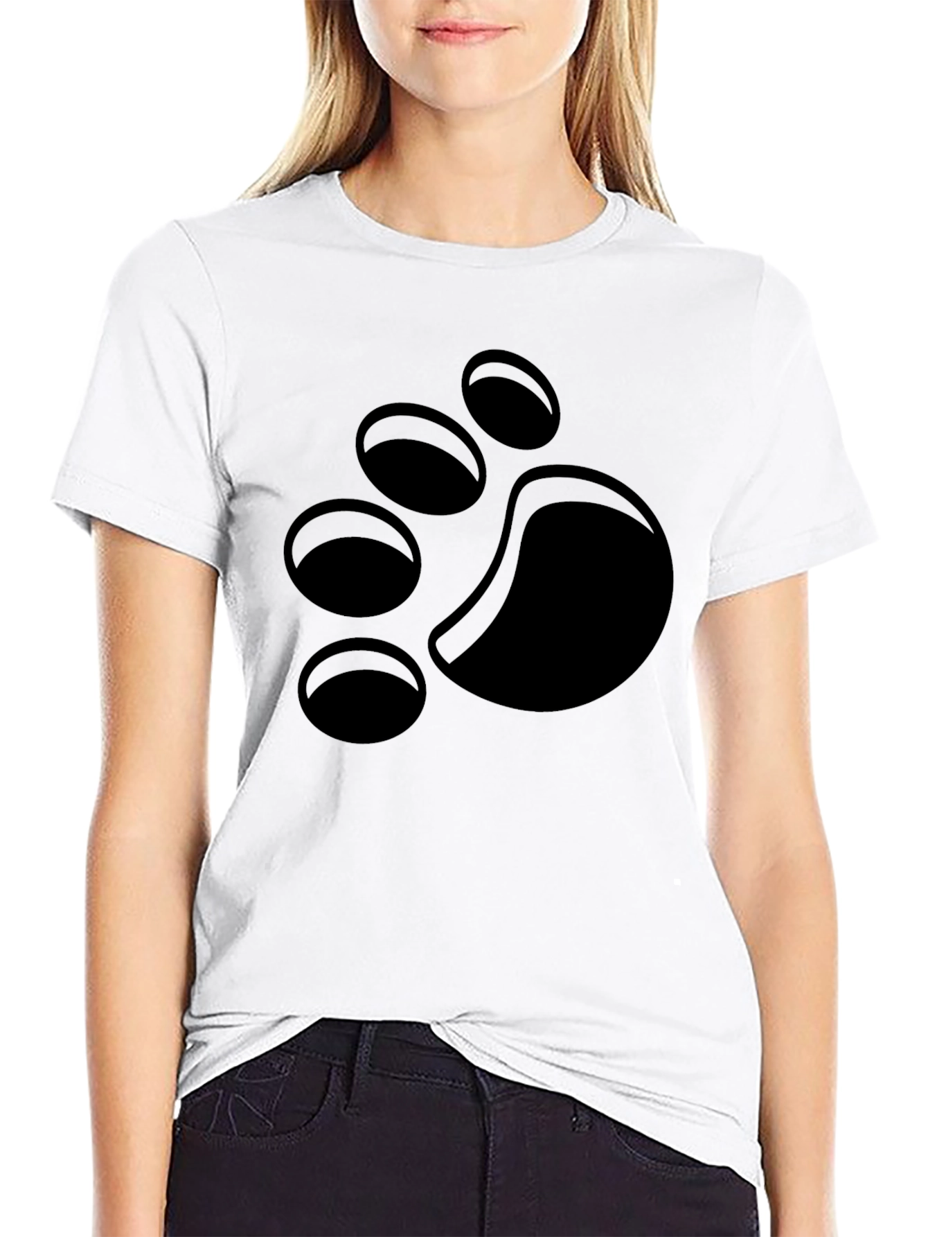 Black T-Shirt with Paw Print Design