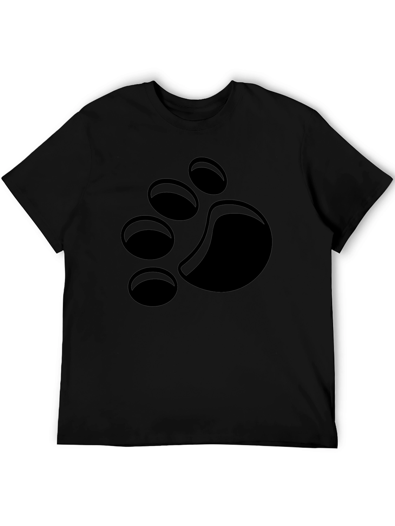 Black T-Shirt with Paw Print Design
