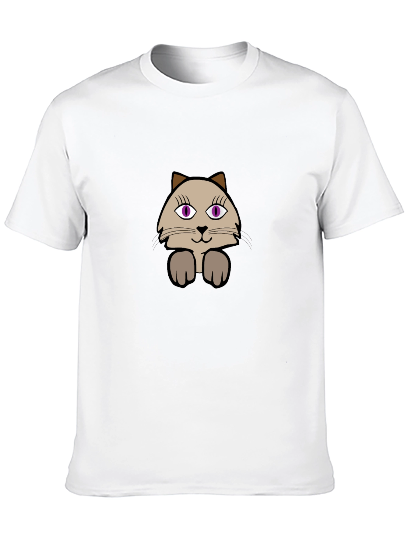 Cute Cartoon Cat Graphic Tee - Casual Black T-Shirt
