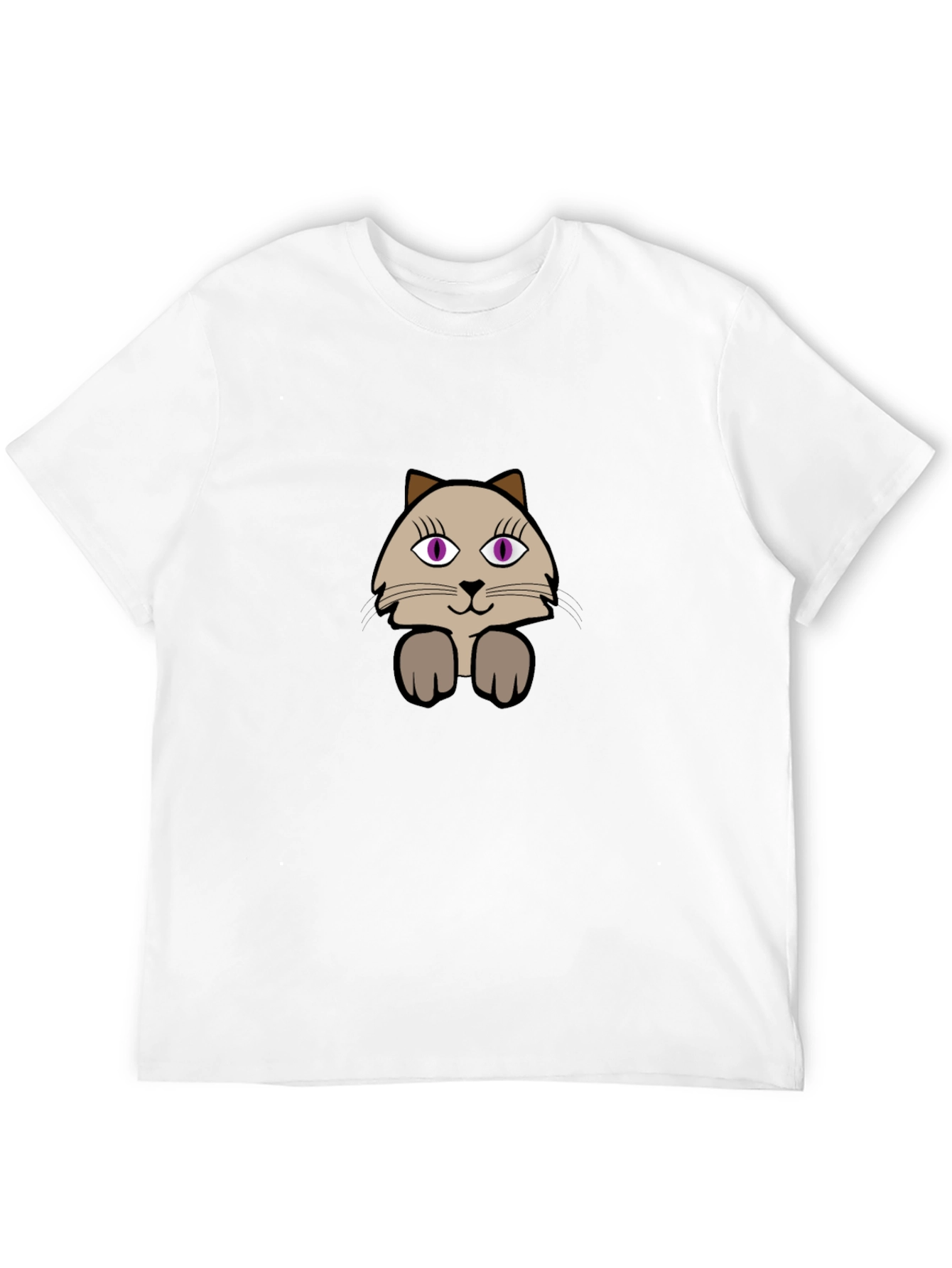 Cute Cartoon Cat Graphic Tee - Casual Black T-Shirt