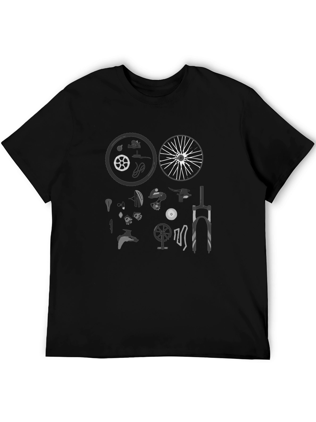 Bike Parts Diagram T-Shirt - Black