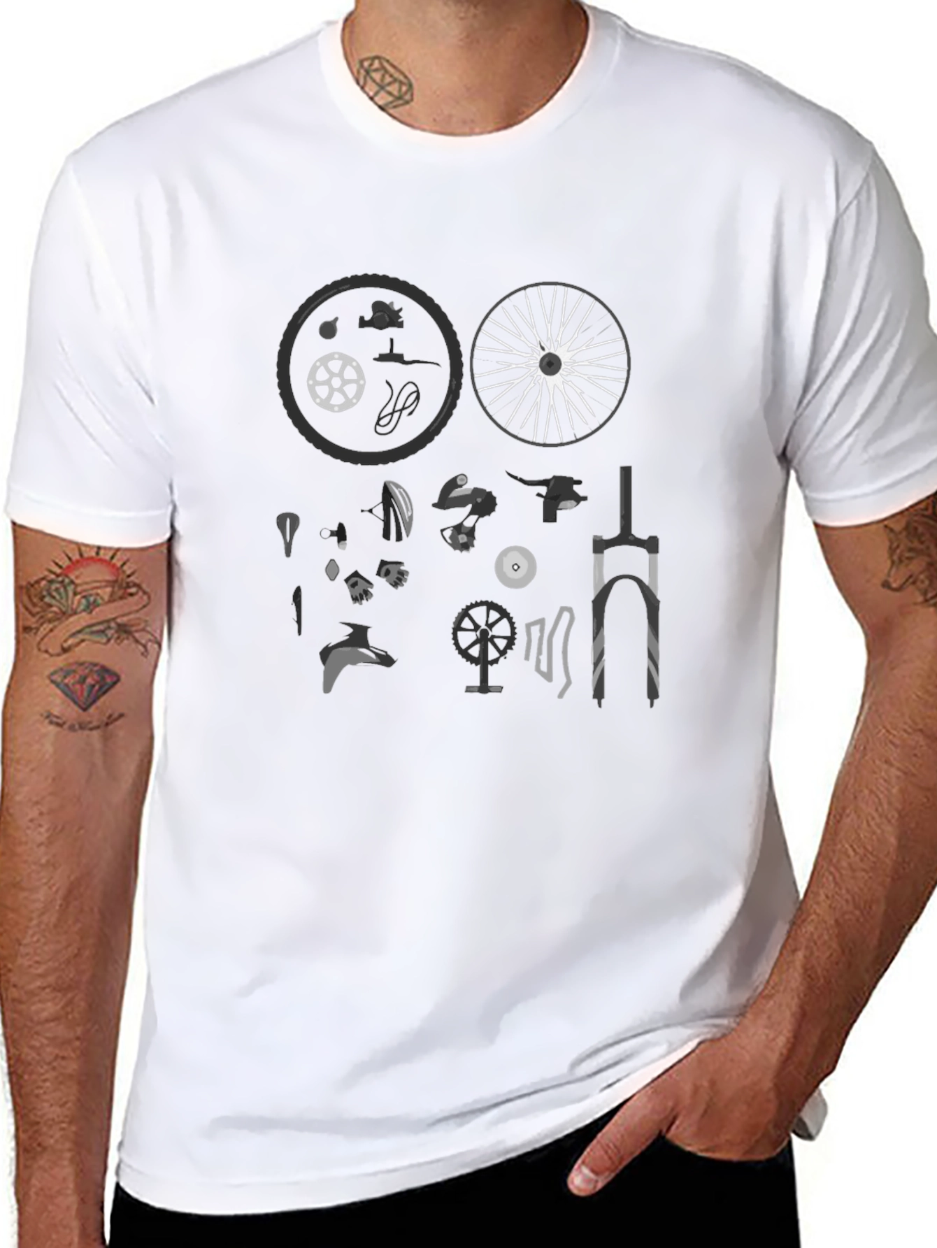 Bike Parts Diagram T-Shirt - Black