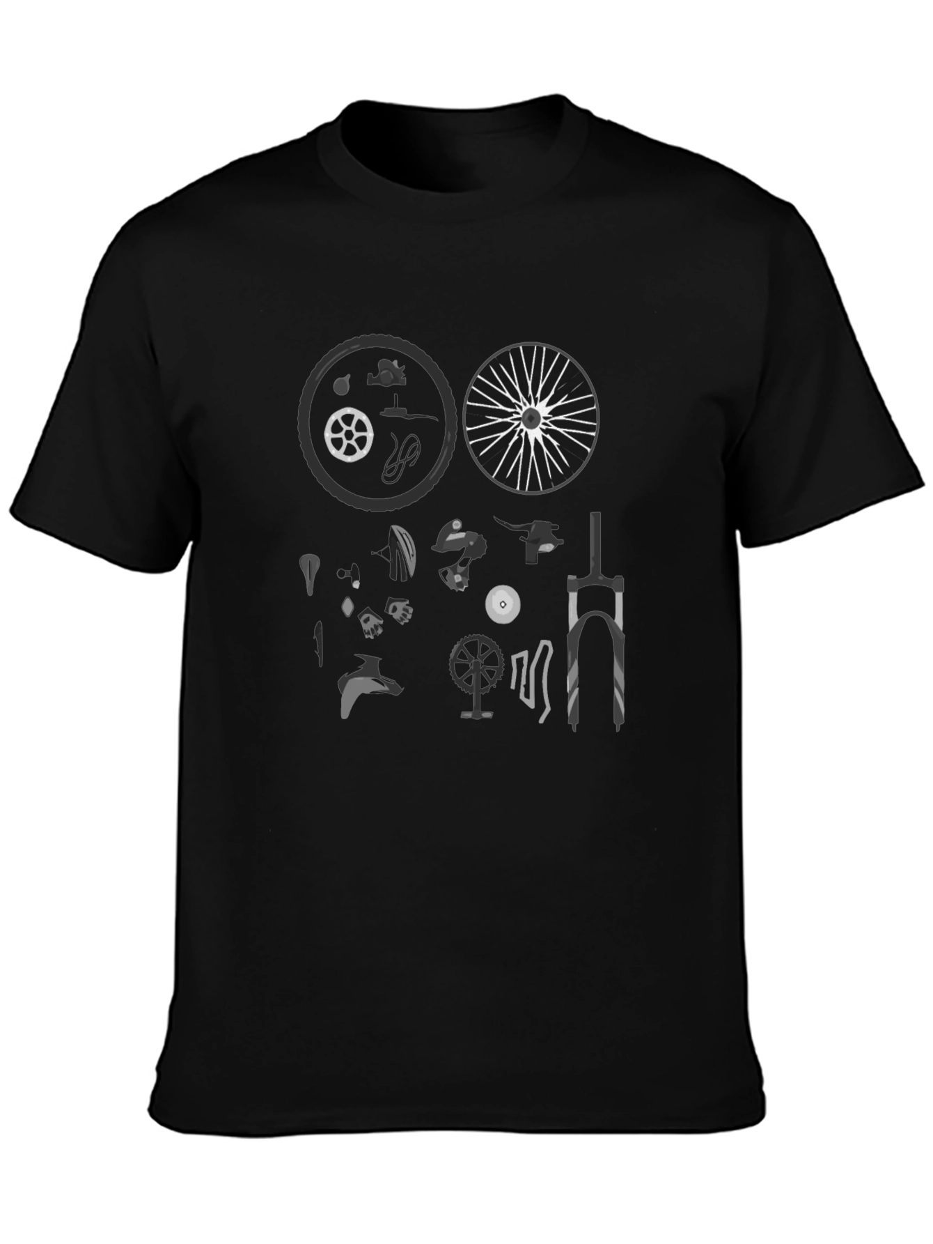 Bike Parts Diagram T-Shirt - Black