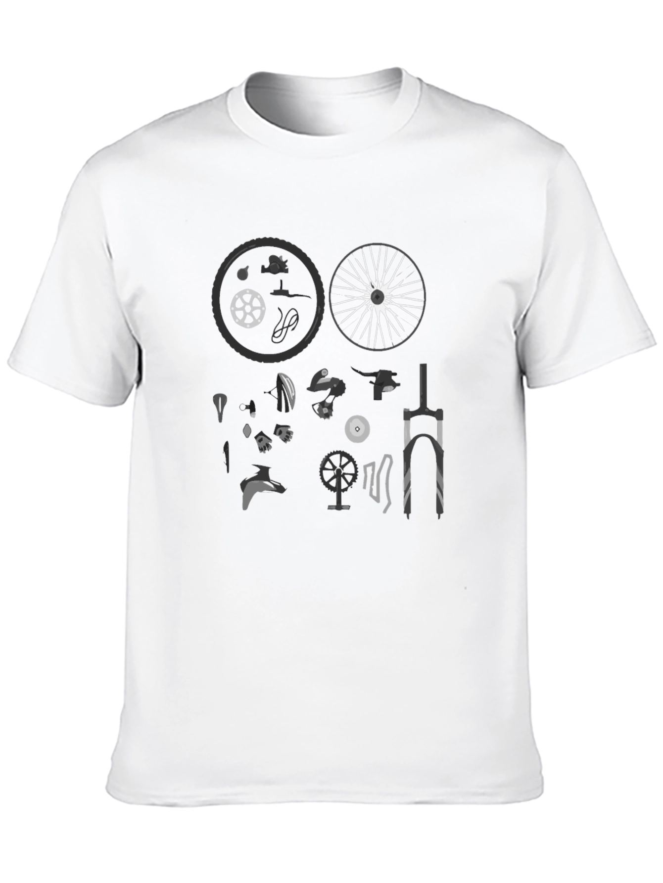 Bike Parts Diagram T-Shirt - Black