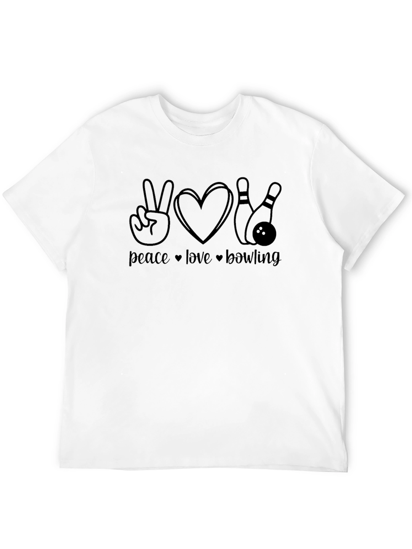 Peace Love Bowling Graphic Tee - Black Cotton T-Shirt