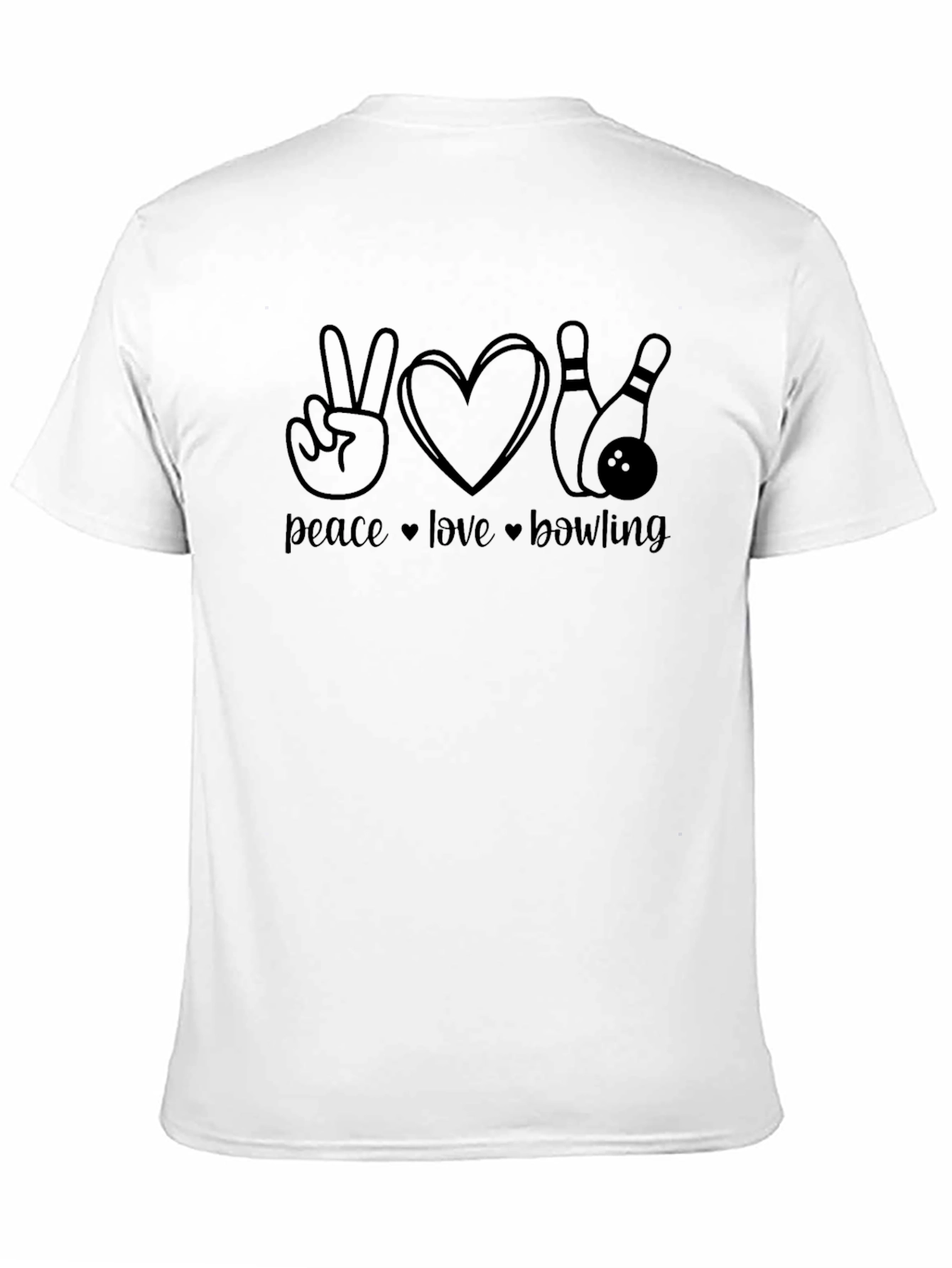 Peace Love Bowling Graphic Tee - Black Cotton T-Shirt