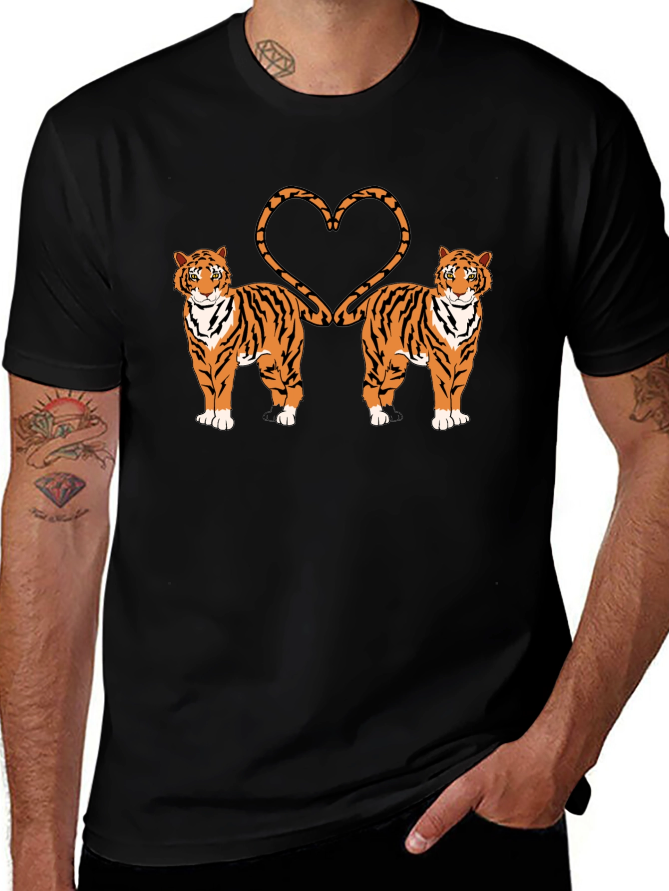 Tiger Love T-Shirt - Black Cotton Graphic Tee