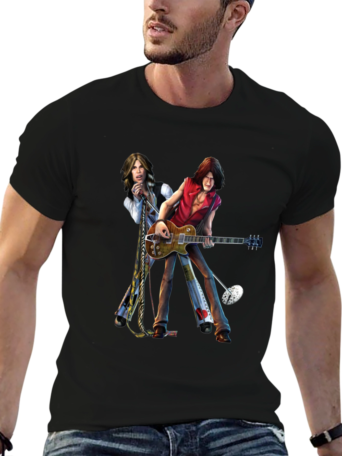 Rock Band Graphic Print Black T-Shirt