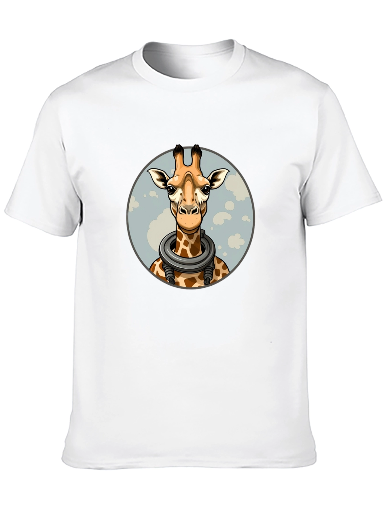 Giraffe Astronaut Graphic Tee - Black Cotton T-Shirt