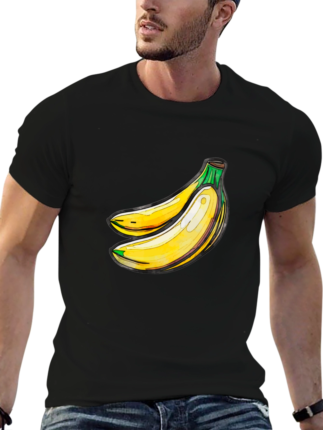 Banana Graphic Black T-Shirt - Fresh Fruit Design