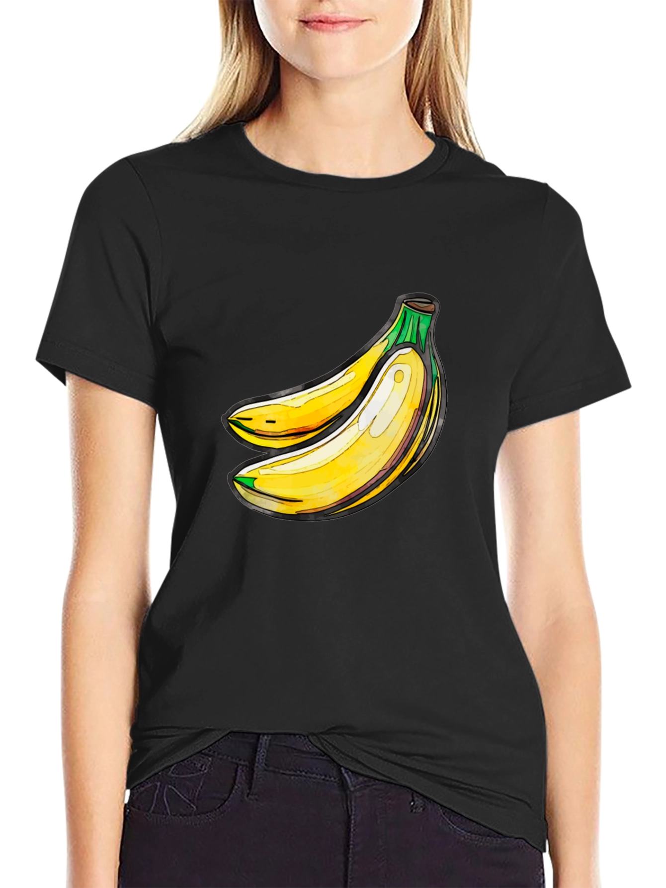 Banana Graphic Black T-Shirt - Fresh Fruit Design