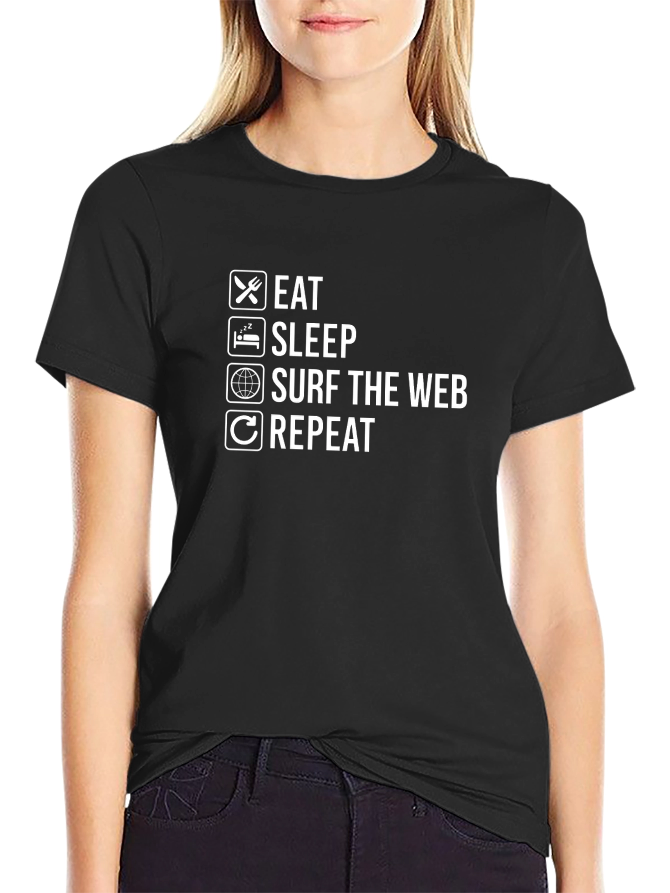 Eat Sleep Surf Web Repeat Graphic Tee