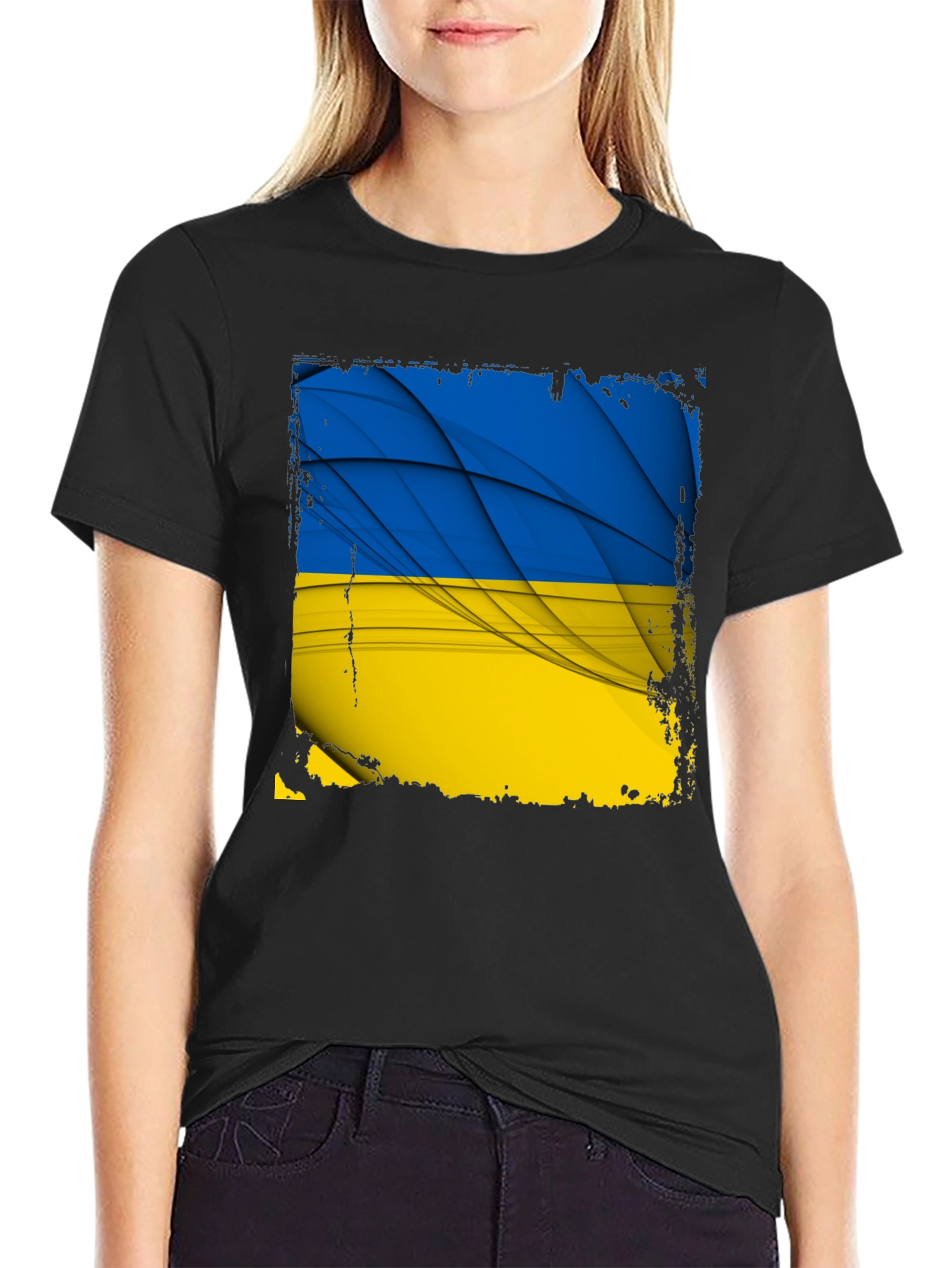 Ukraine Flag Graphic Black T-Shirt