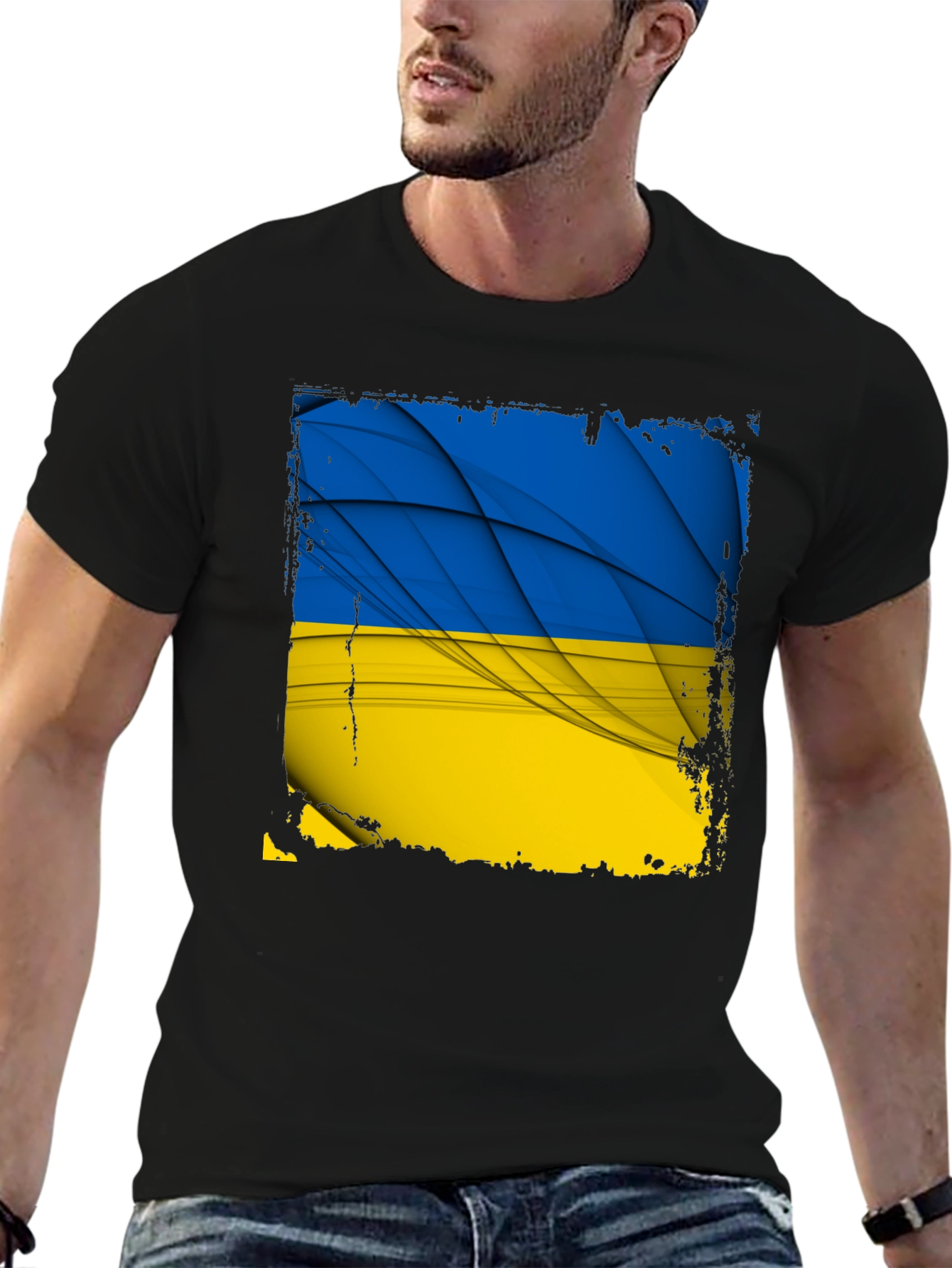 Ukraine Flag Graphic Black T-Shirt