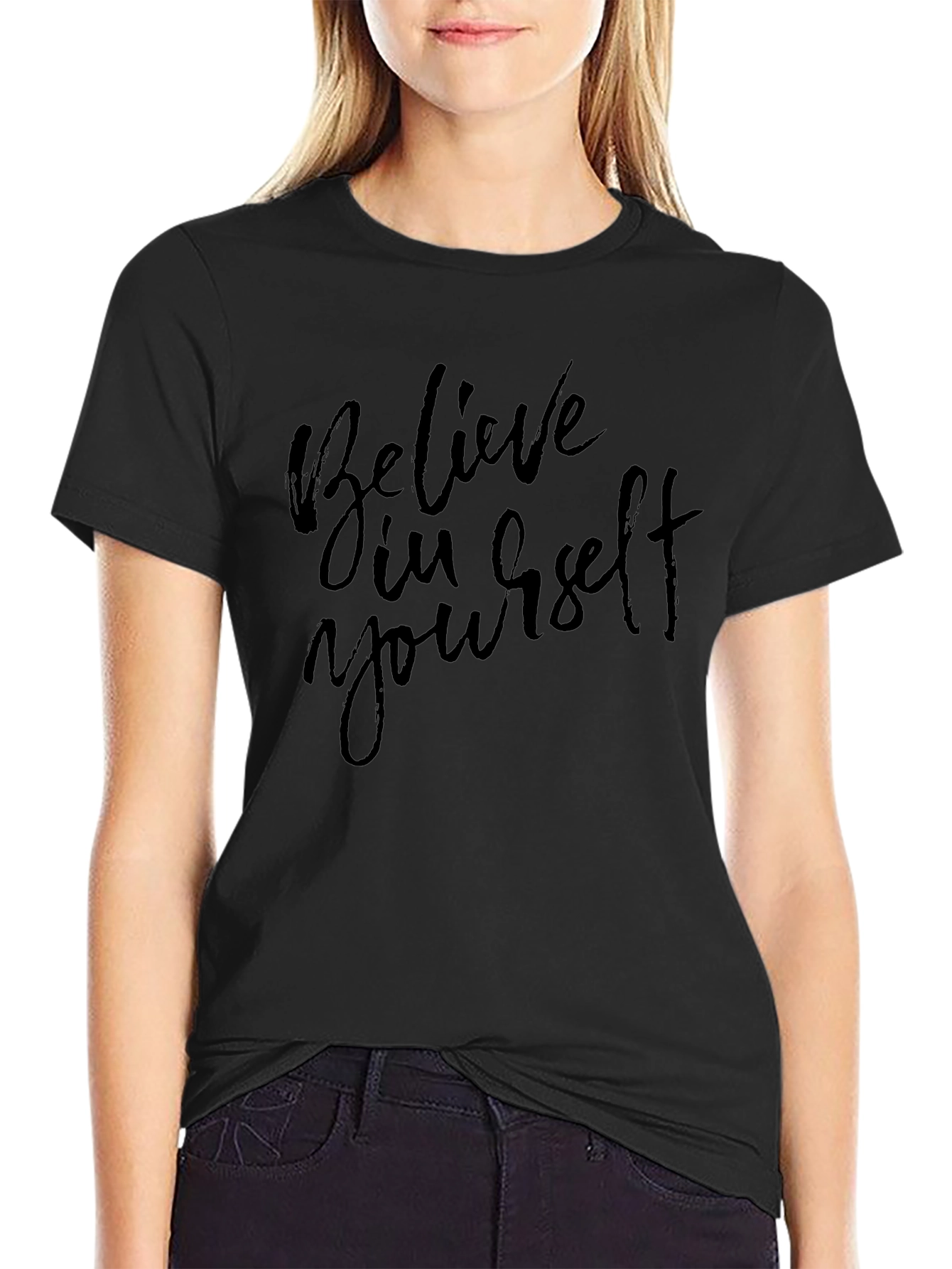 Believe In Yourself Graphic Black T-Shirt