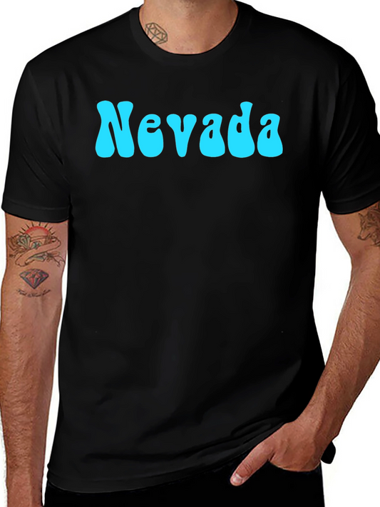 Nevada Retro Style Graphic Tee - Black Cotton T-Shirt
