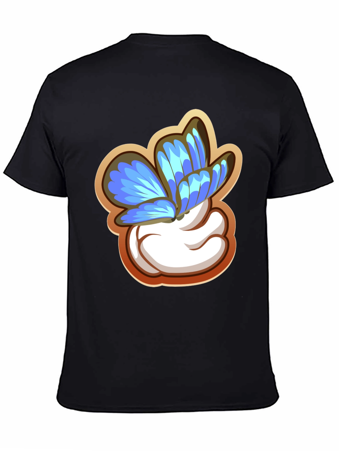 Butterfly Cartoon Graphic Black T-Shirt