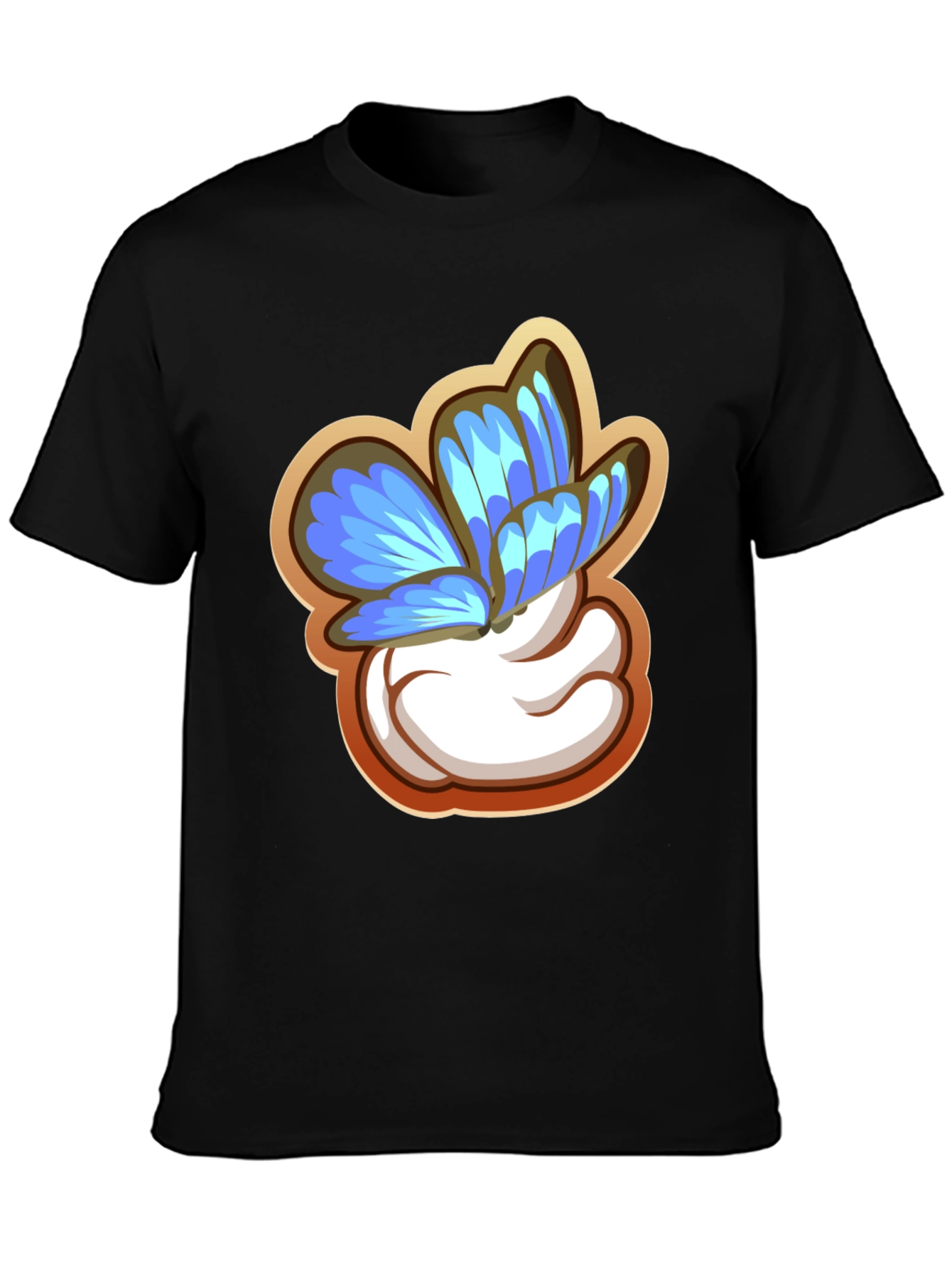 Butterfly Cartoon Graphic Black T-Shirt