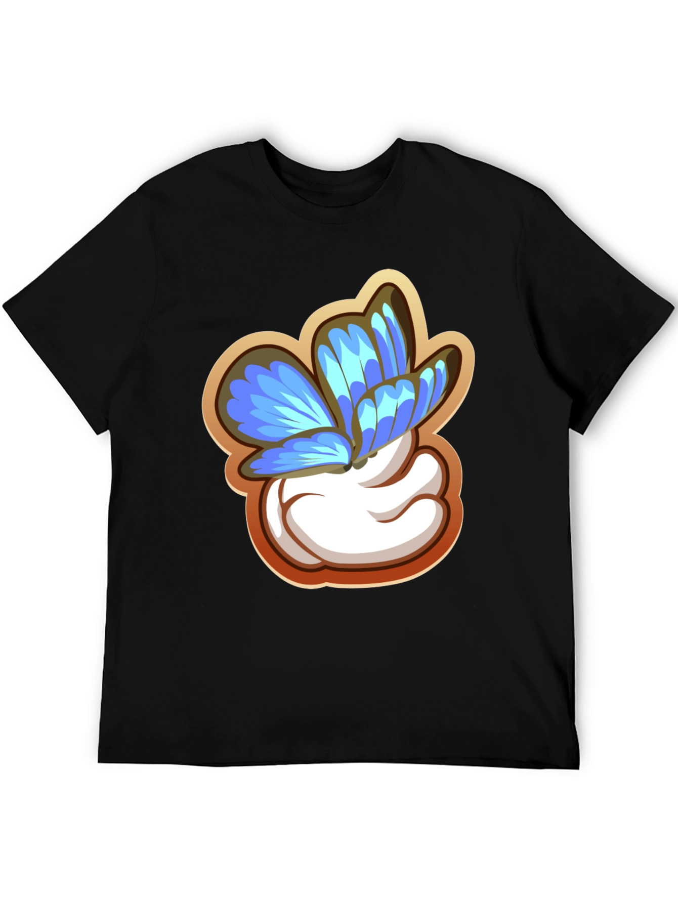 Butterfly Cartoon Graphic Black T-Shirt