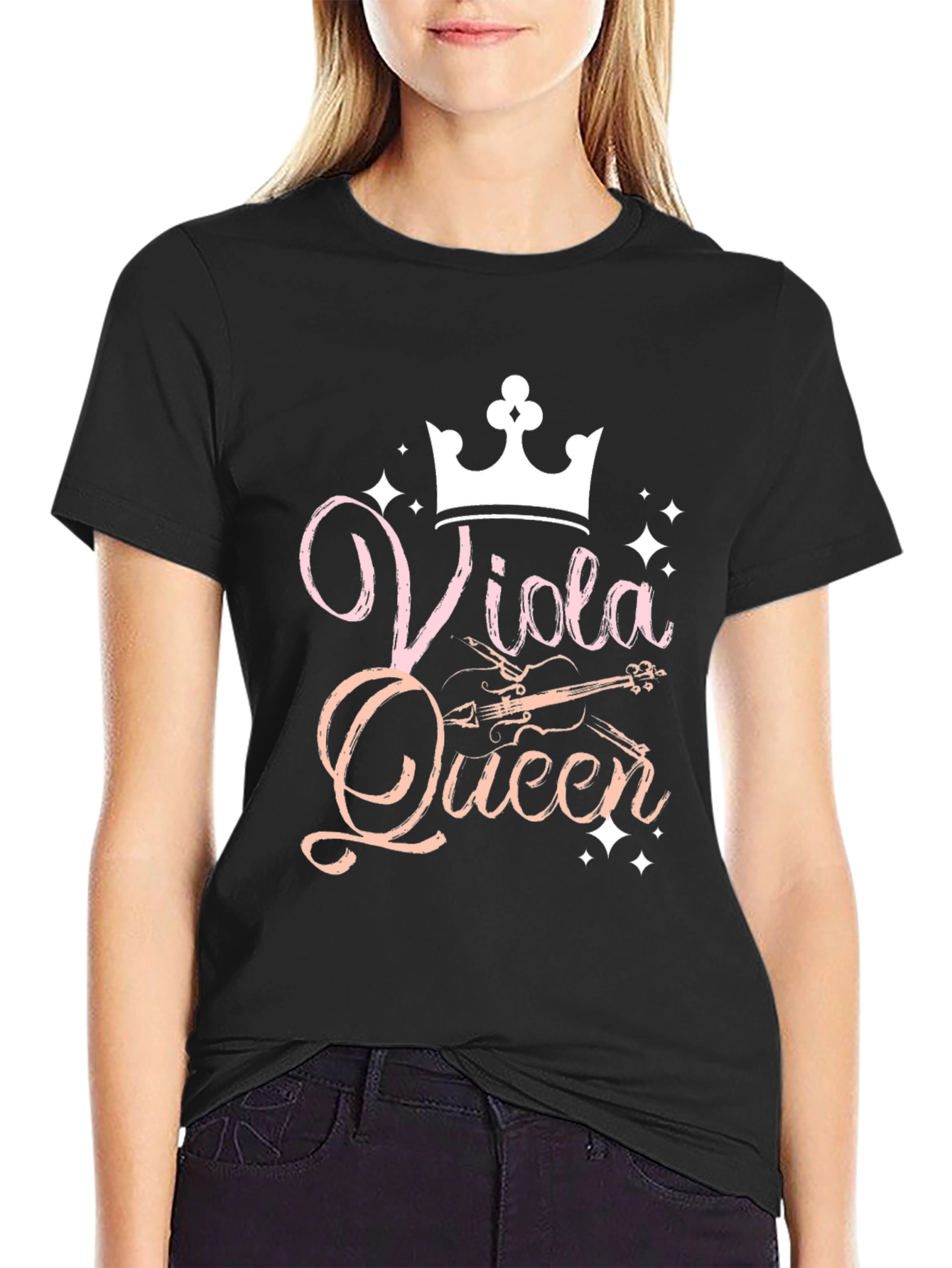 Viola Queen Black T-Shirt Musical Instrument Apparel