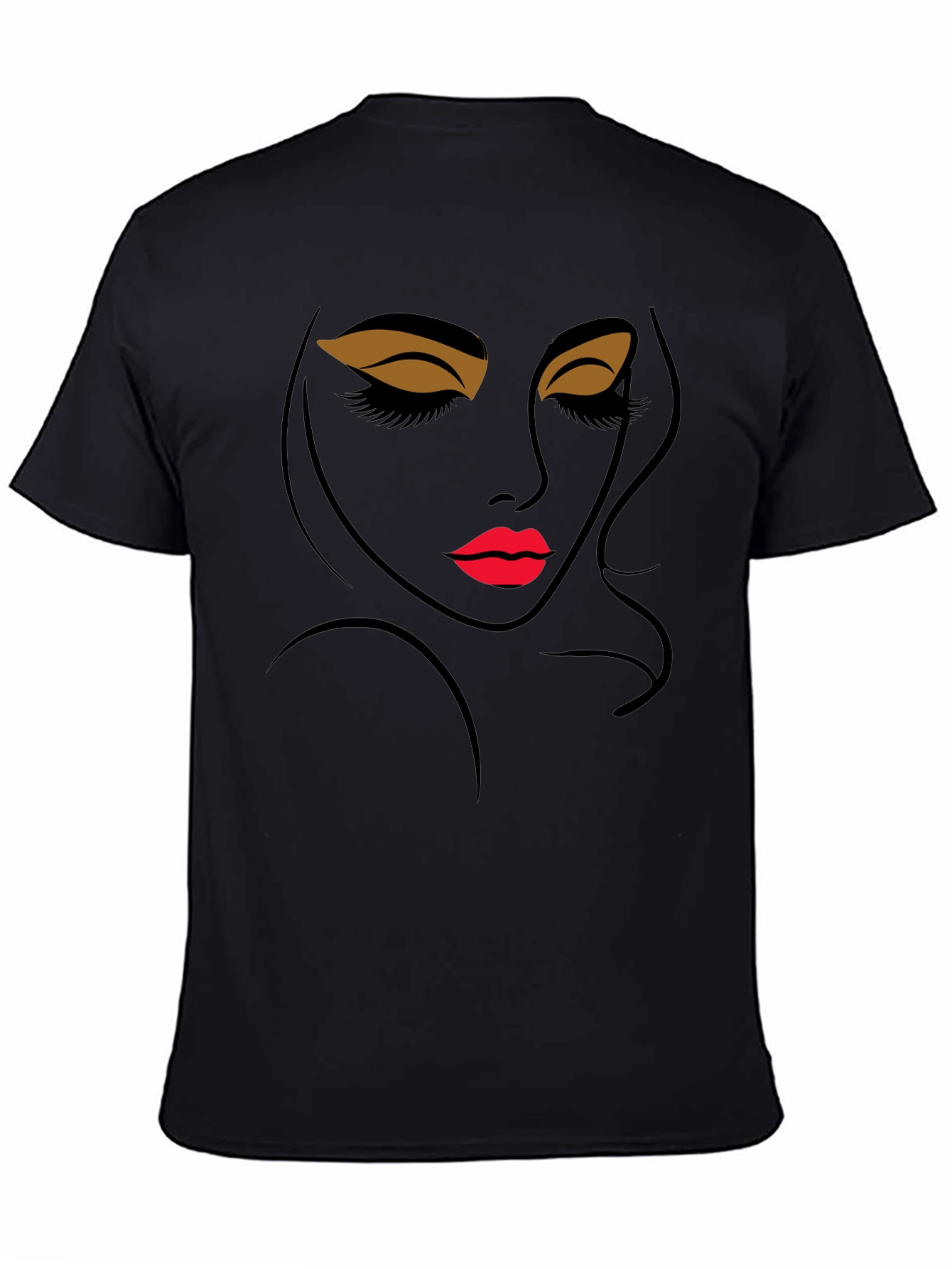 Modern Artistic Womans Face Black Graphic Tee