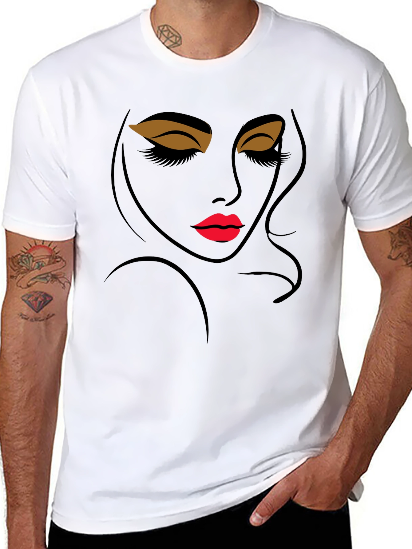 Modern Artistic Womans Face Black Graphic Tee