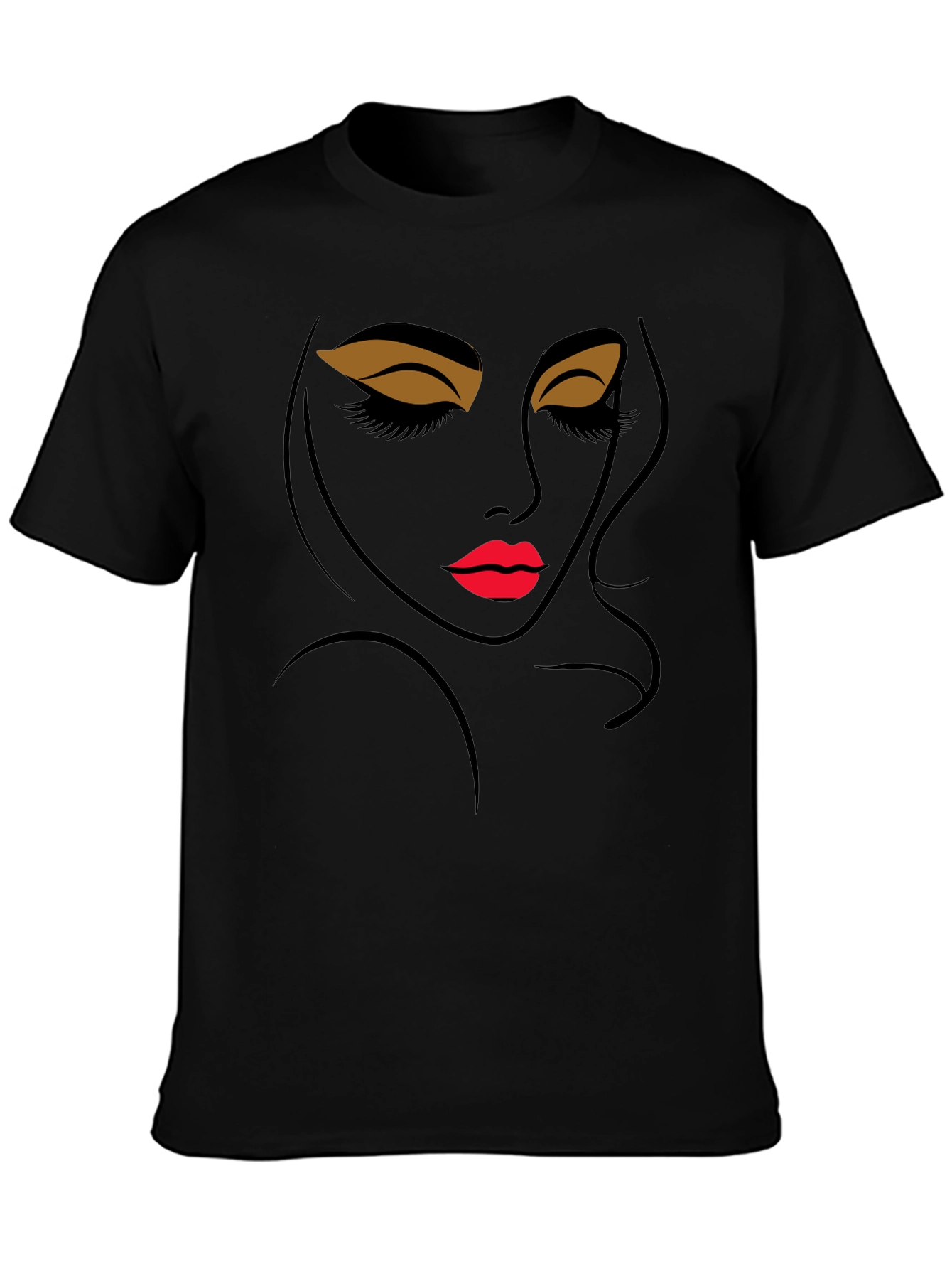Modern Artistic Womans Face Black Graphic Tee
