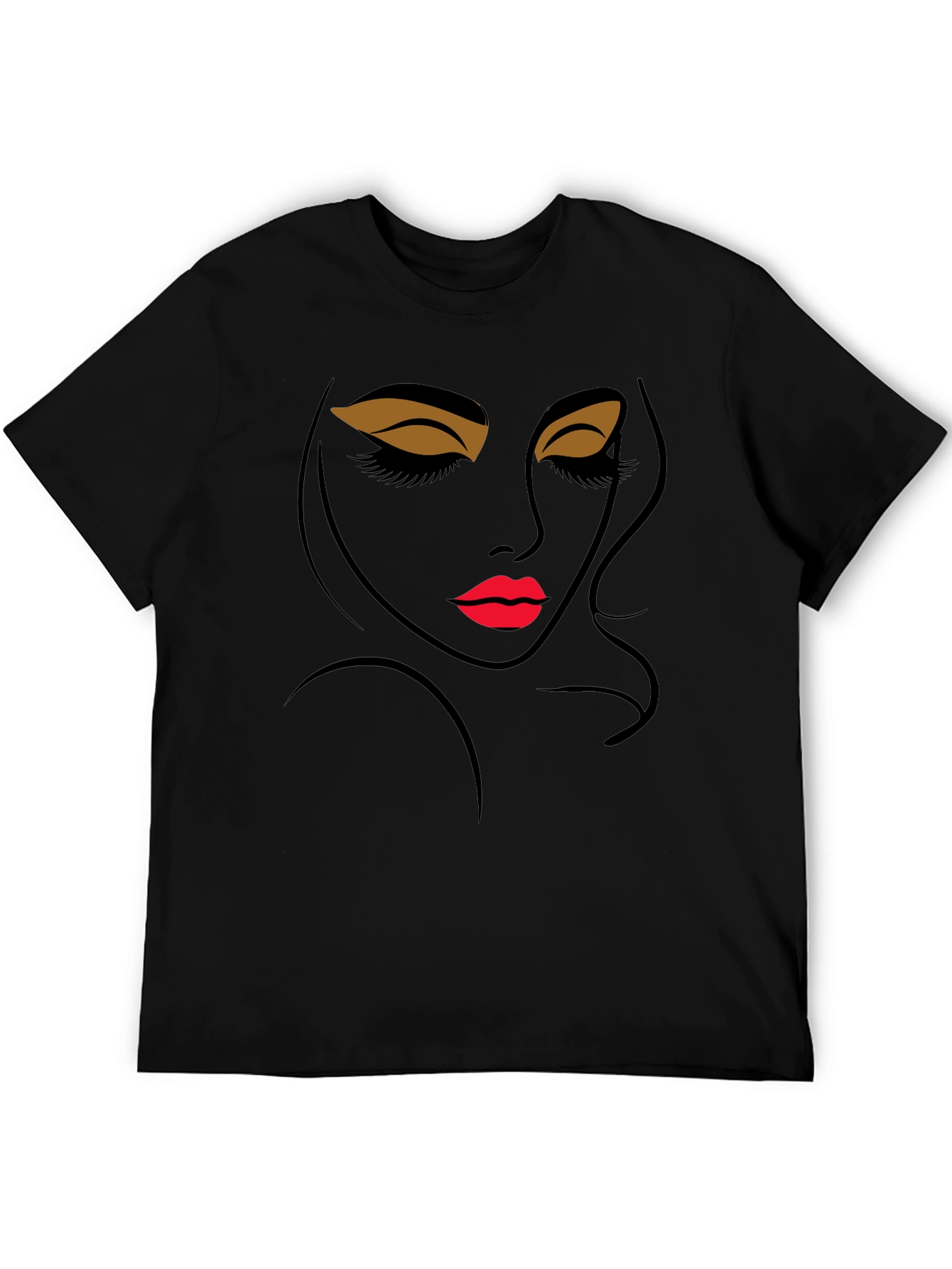 Modern Artistic Womans Face Black Graphic Tee