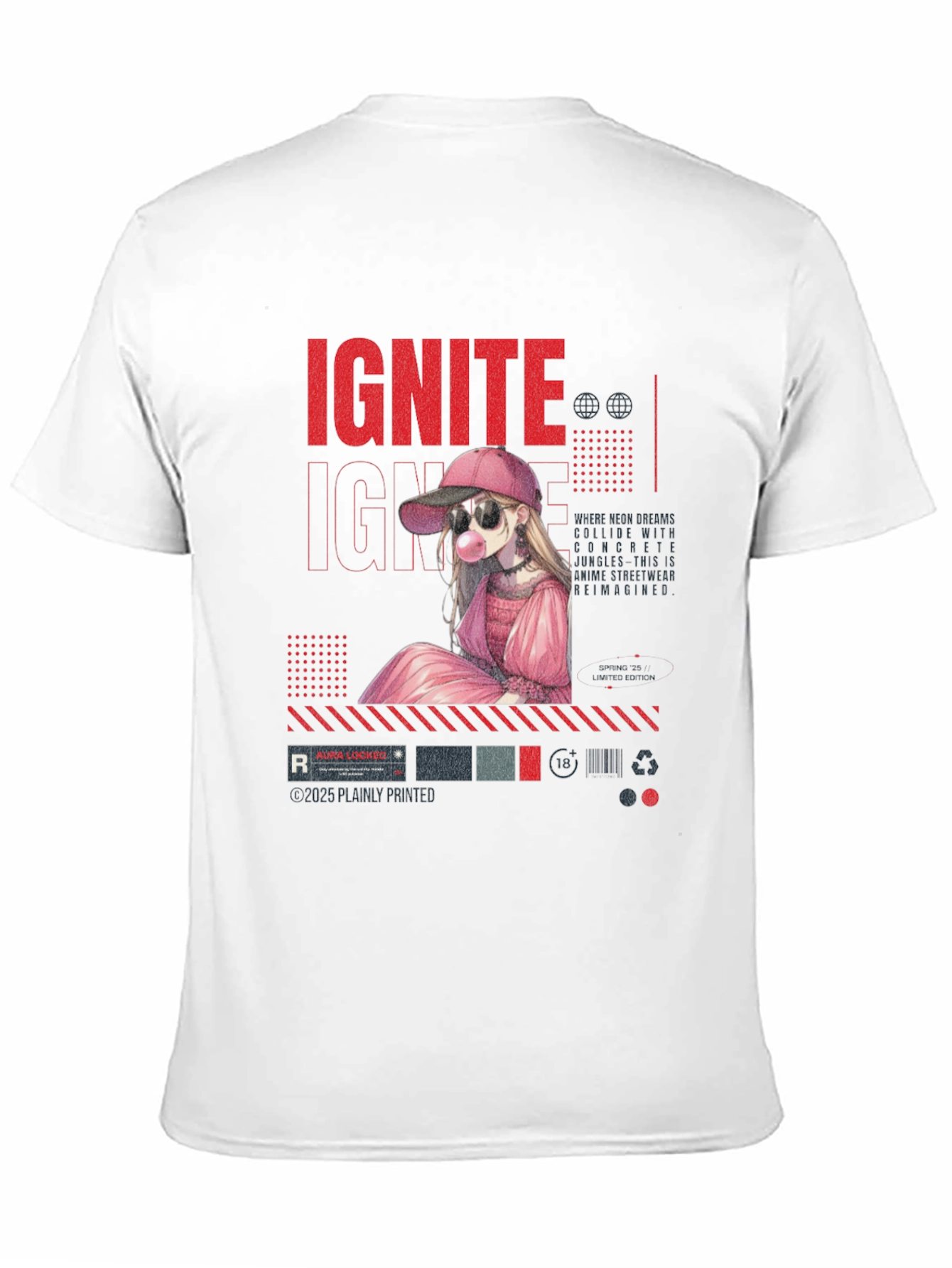 Ignite Anime Girl Graphic Black T-Shirt