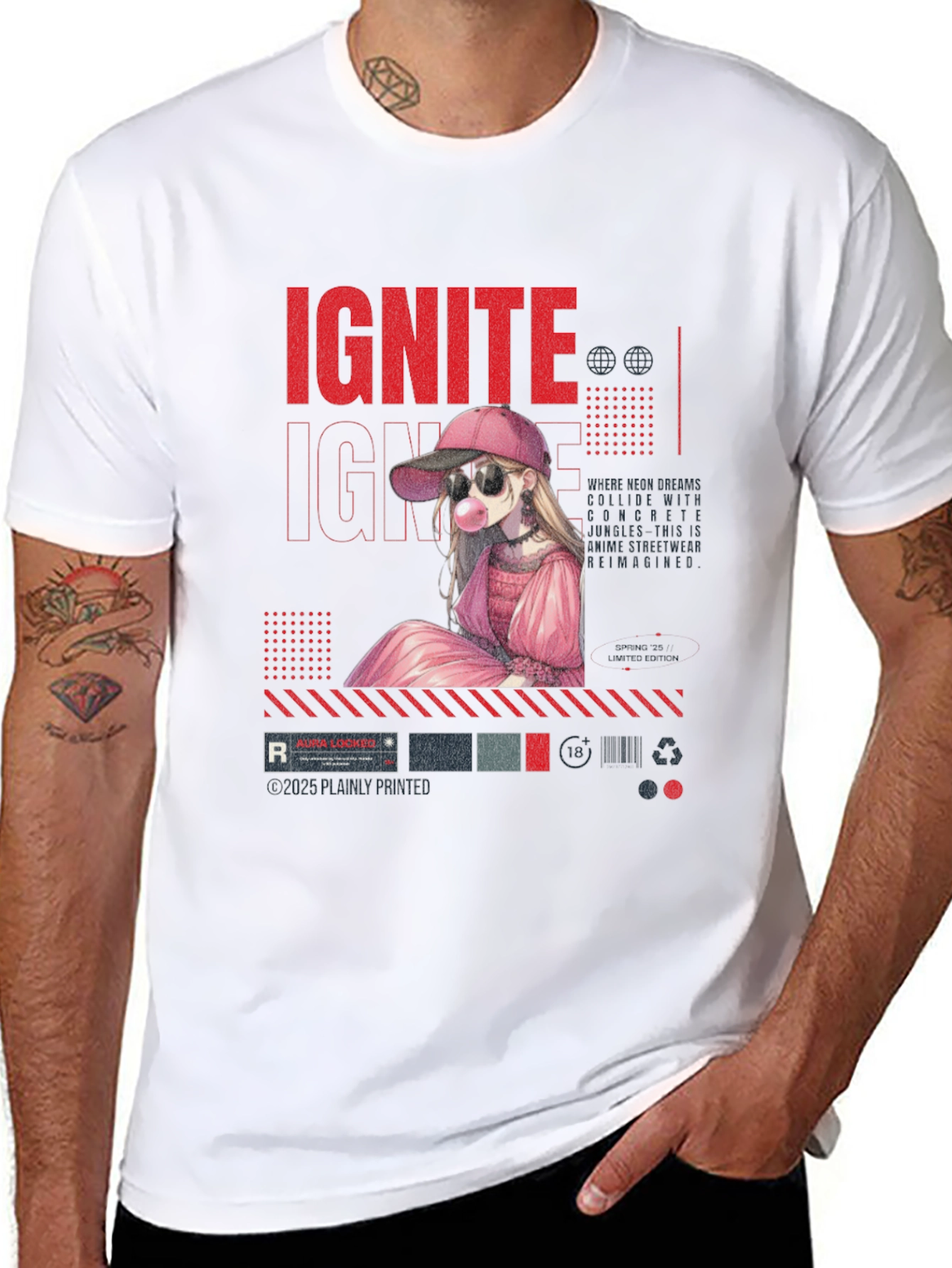 Ignite Anime Girl Graphic Black T-Shirt