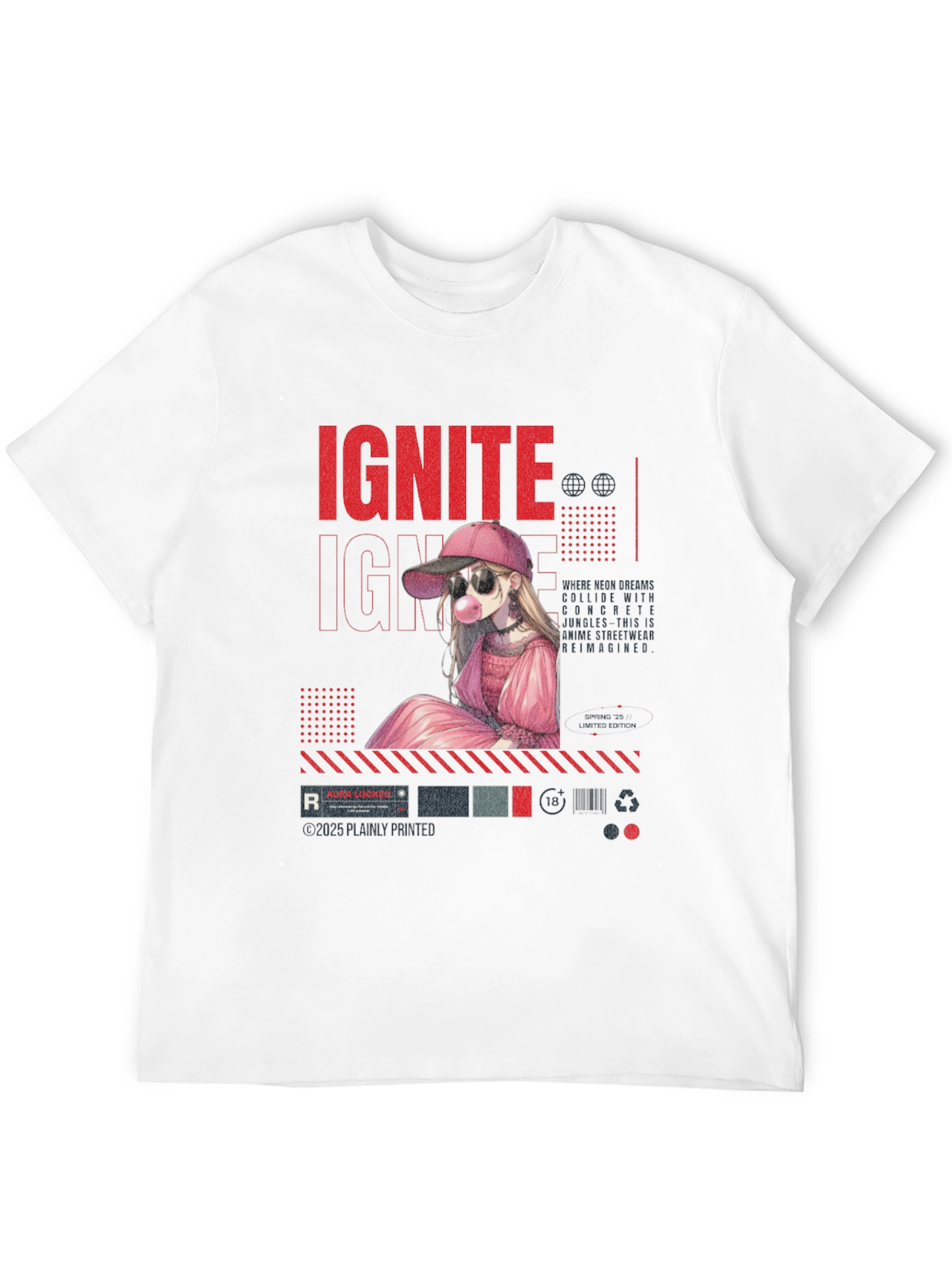 Ignite Anime Girl Graphic Black T-Shirt