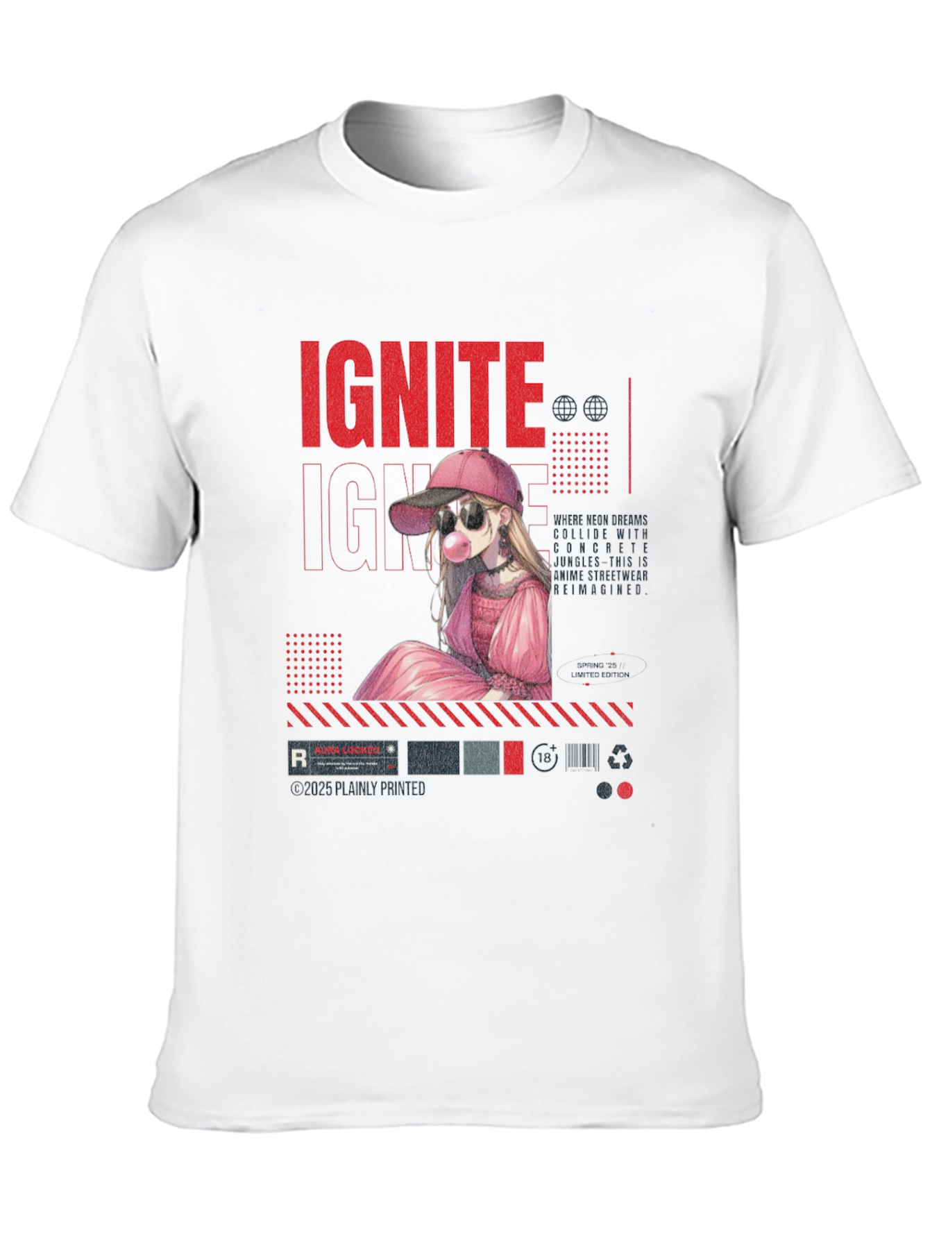 Ignite Anime Girl Graphic Black T-Shirt