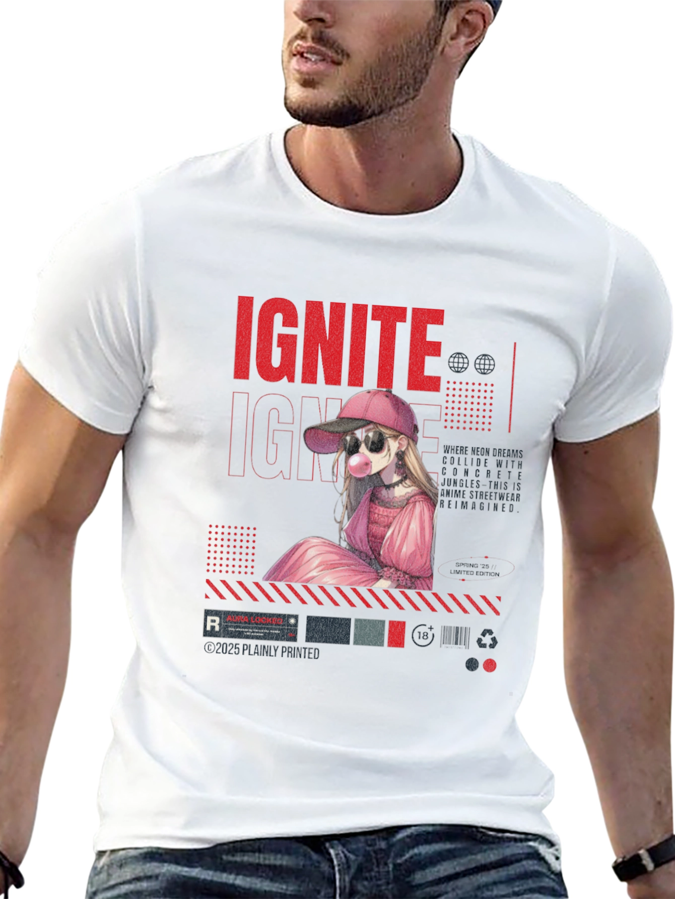 Ignite Anime Girl Graphic Black T-Shirt