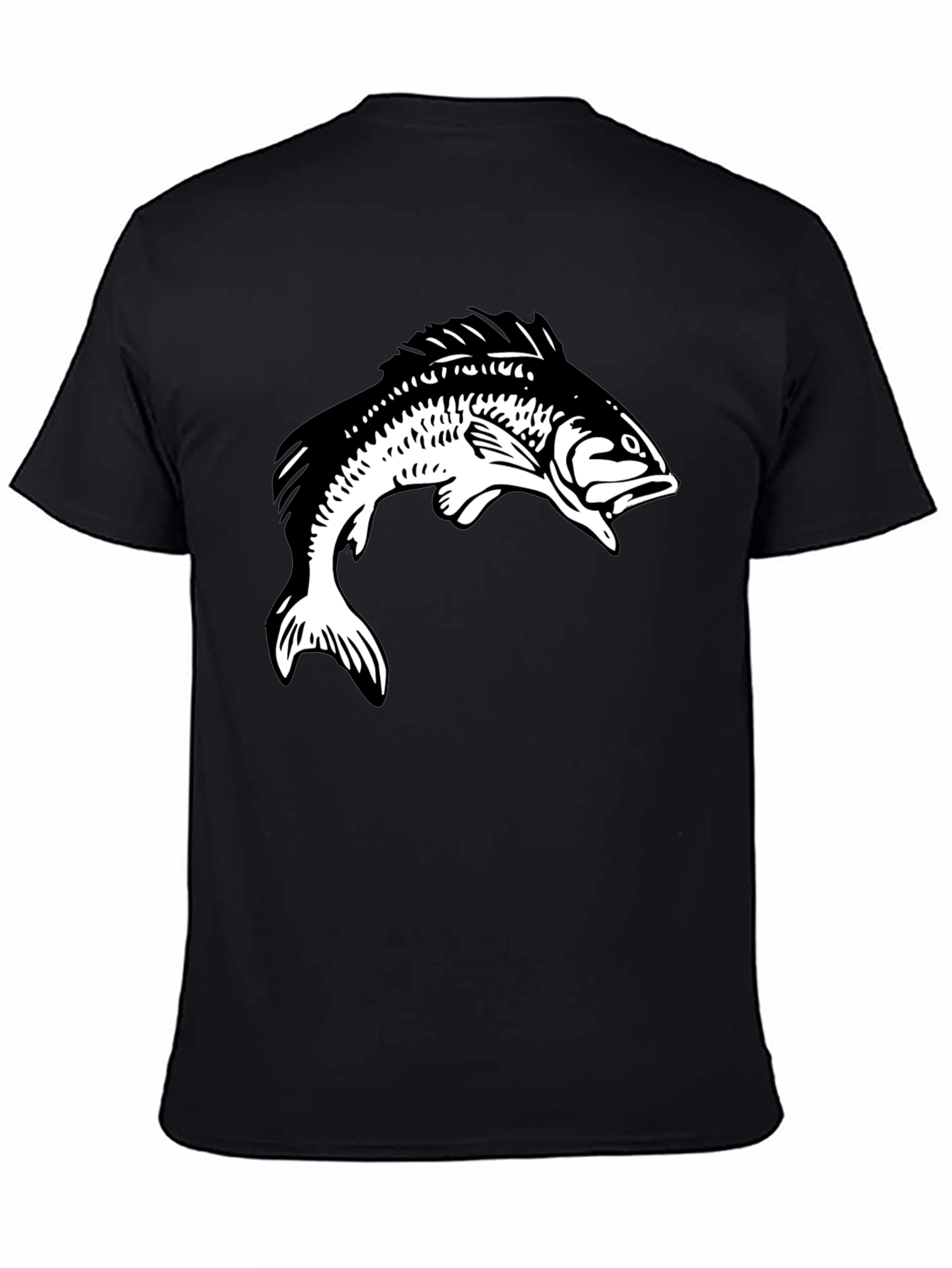 Fish Graphic Tee - Black Cotton T-Shirt