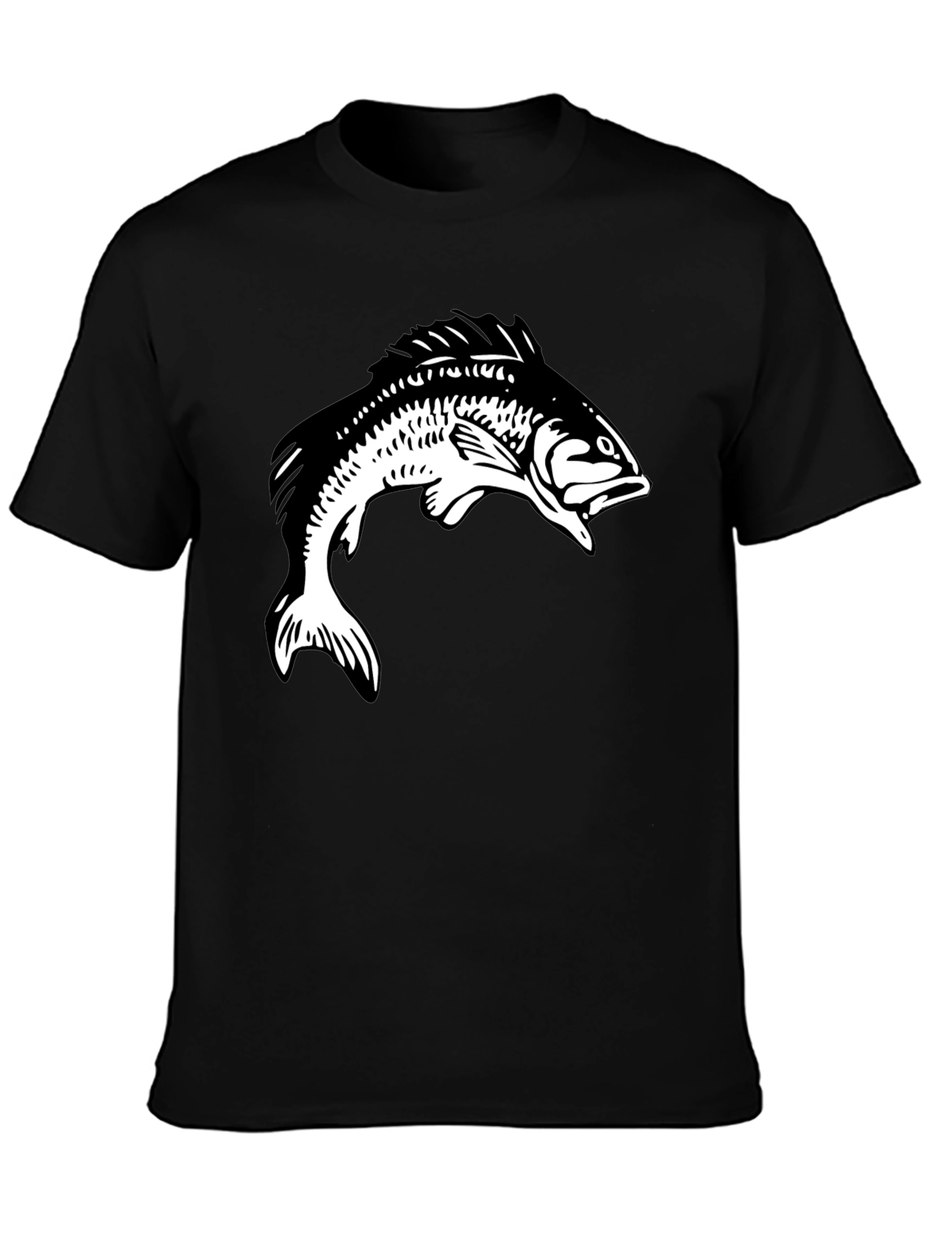 Fish Graphic Tee - Black Cotton T-Shirt